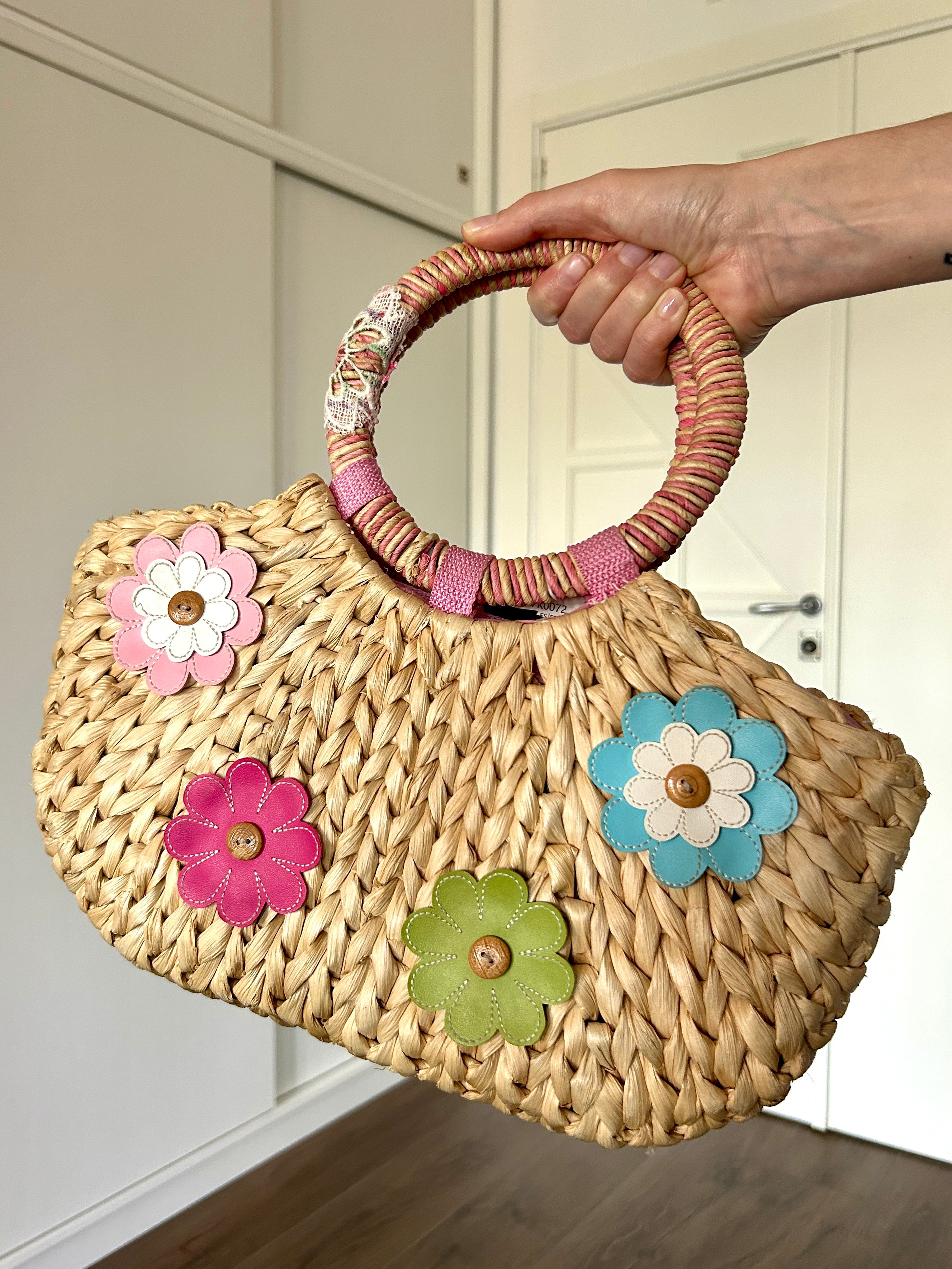 Borsetta paglia con fiori