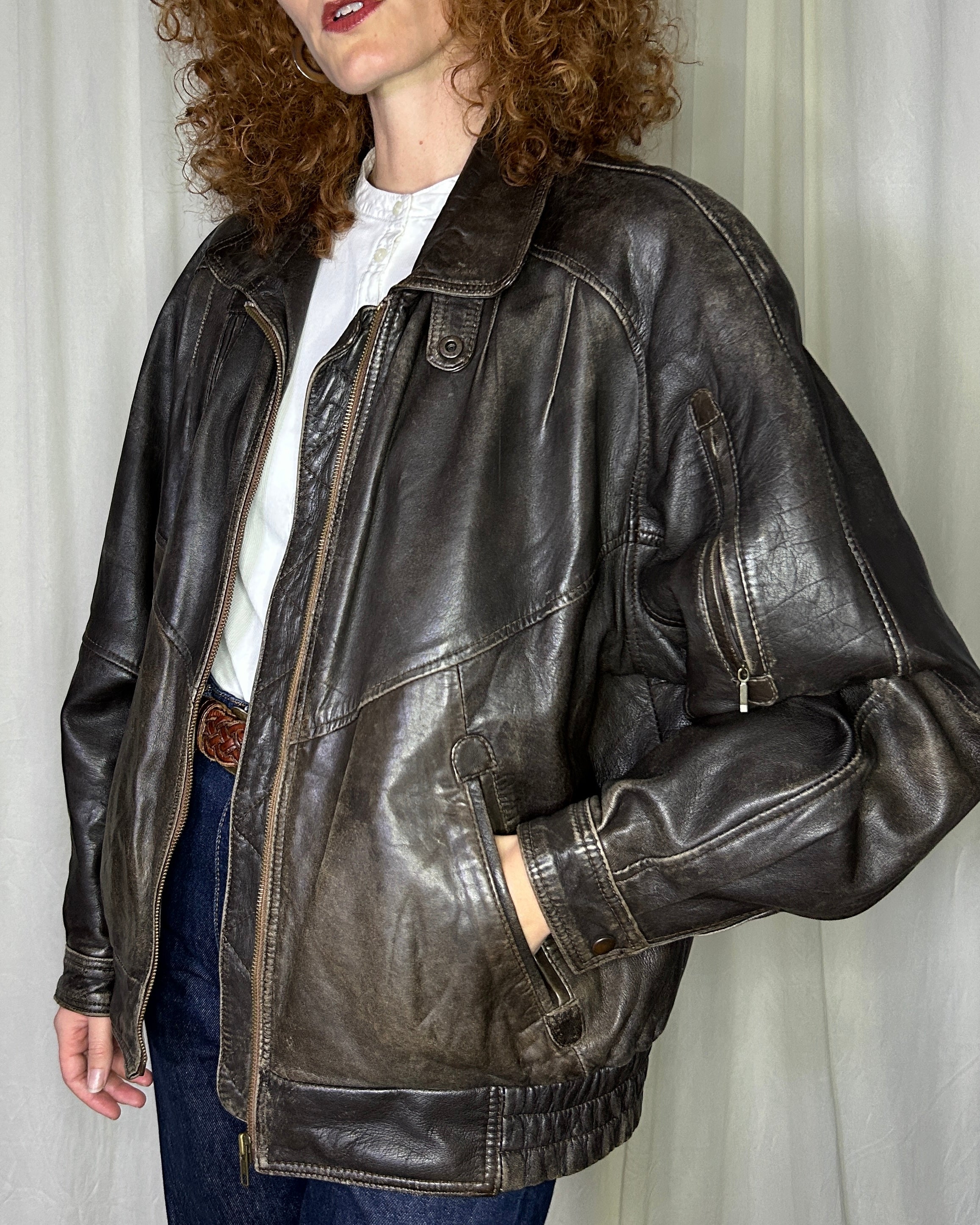 Giacca pelle marrone