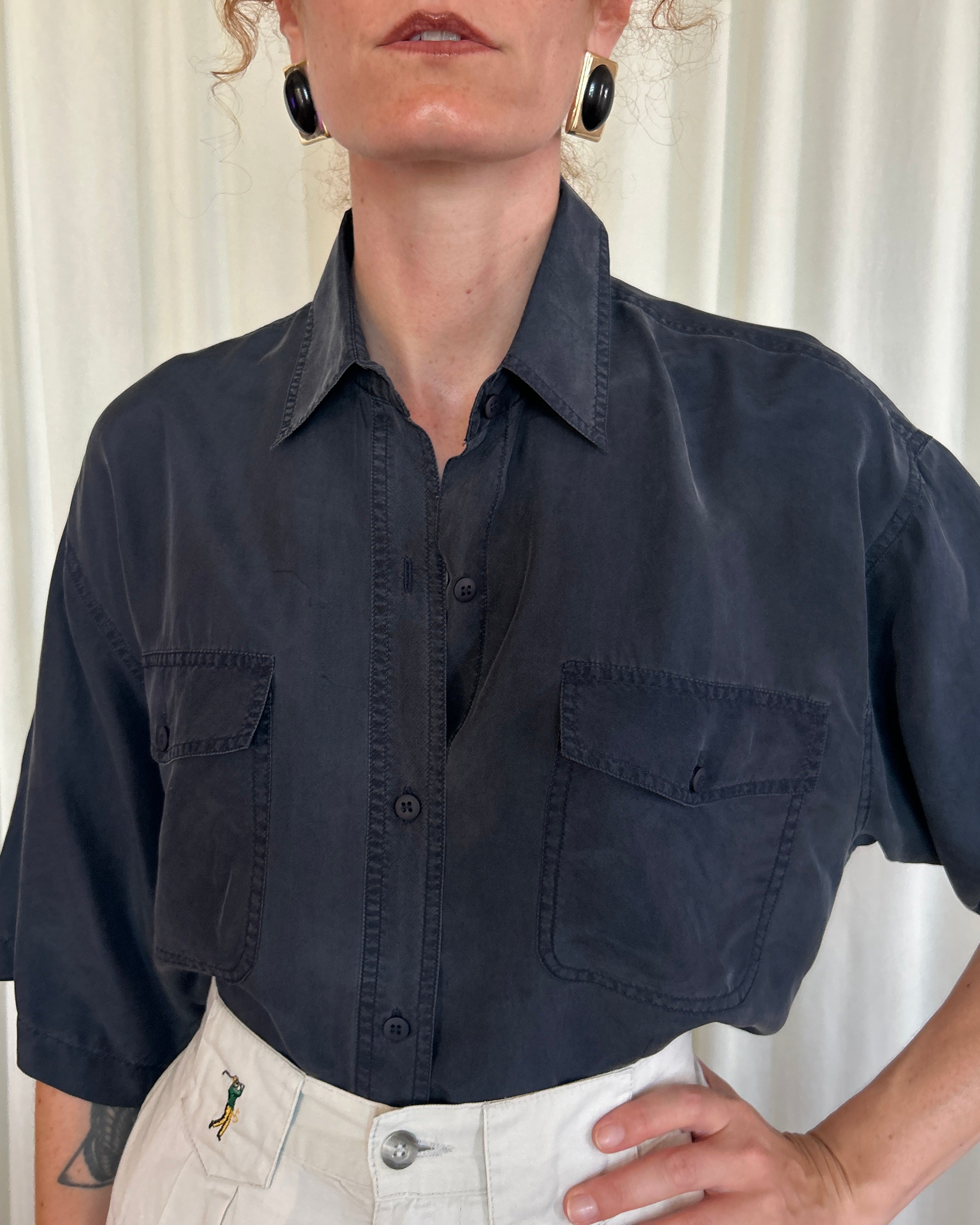 Camicia seta nera