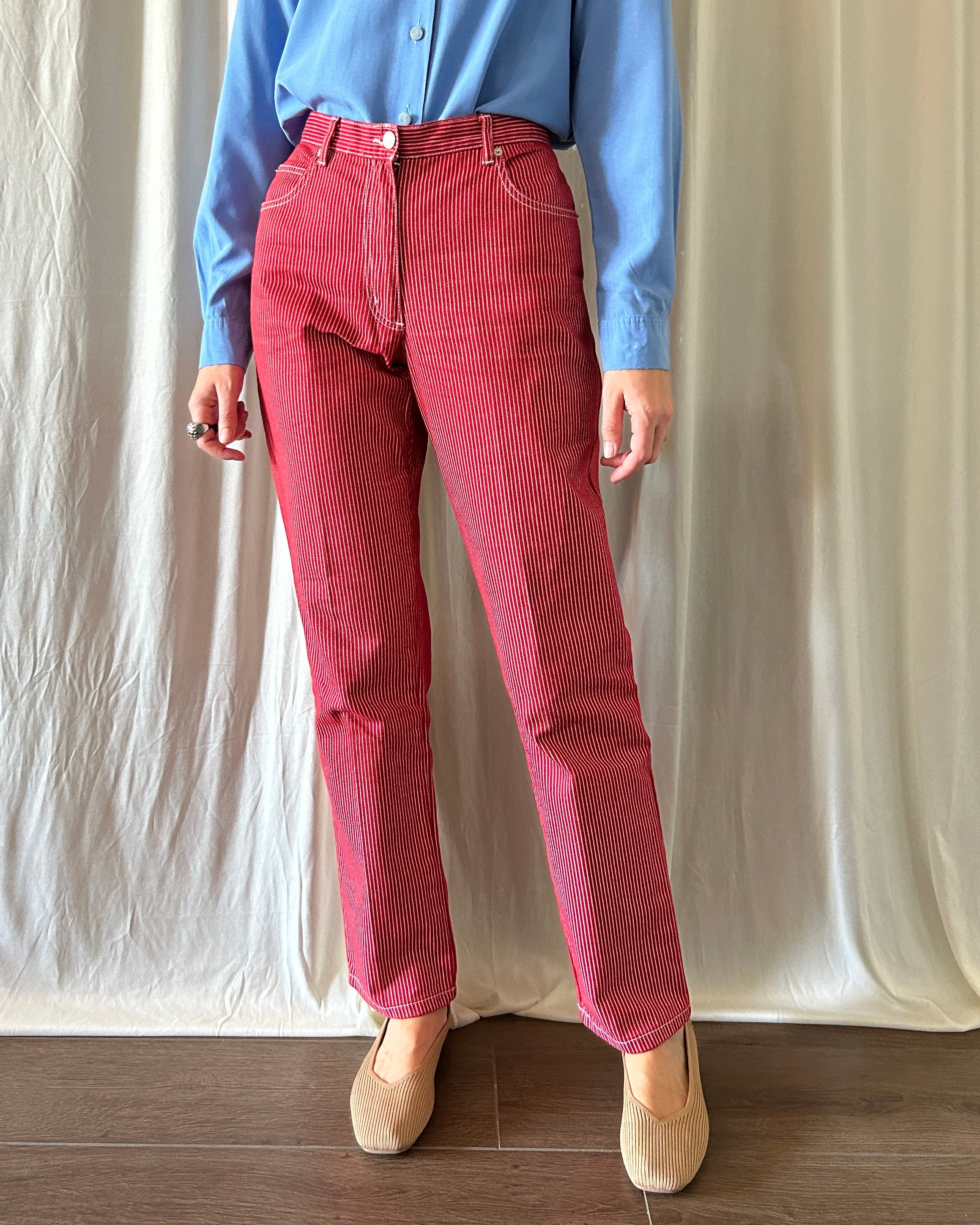 Pantalone righe rosso