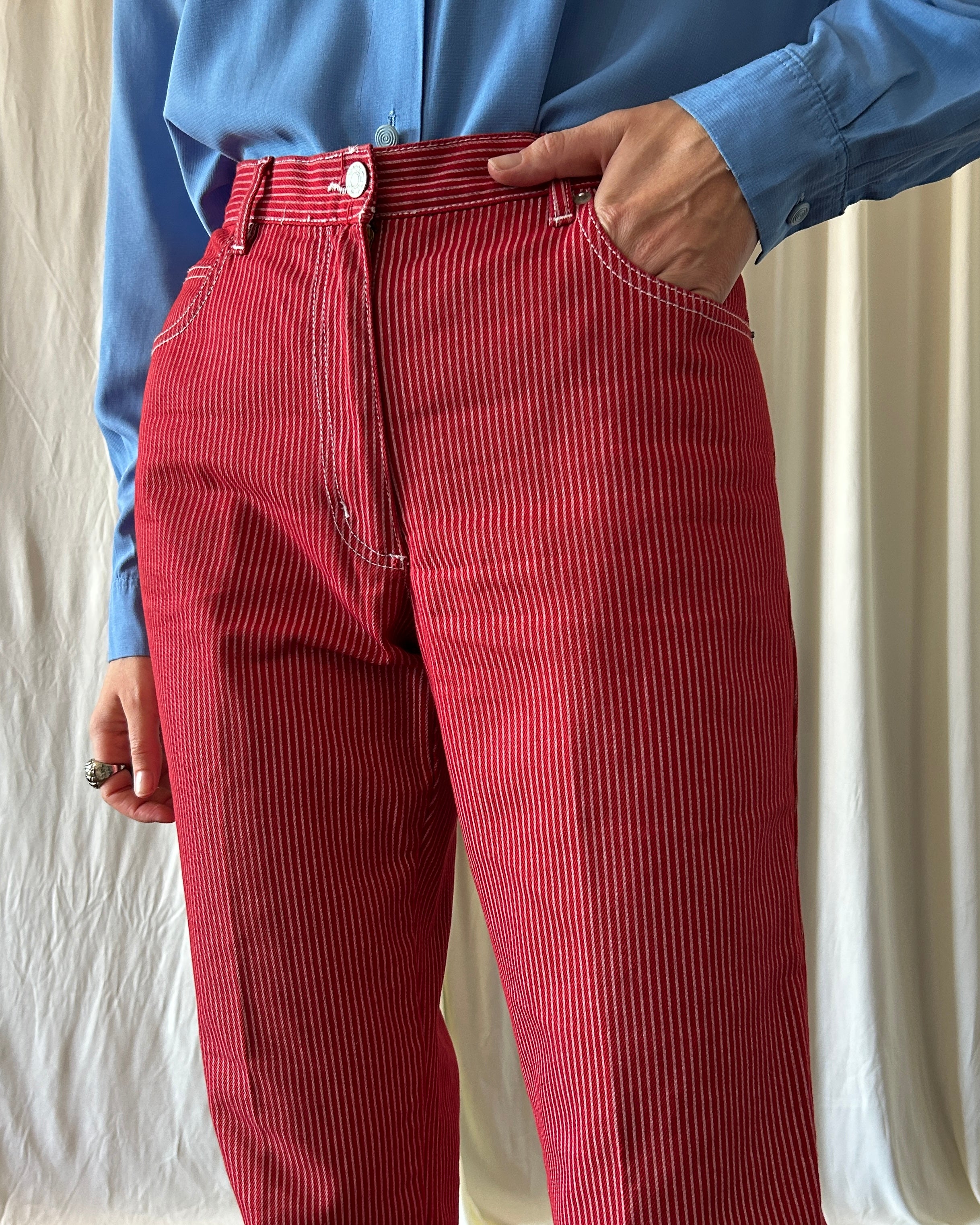 Pantalone righe rosso