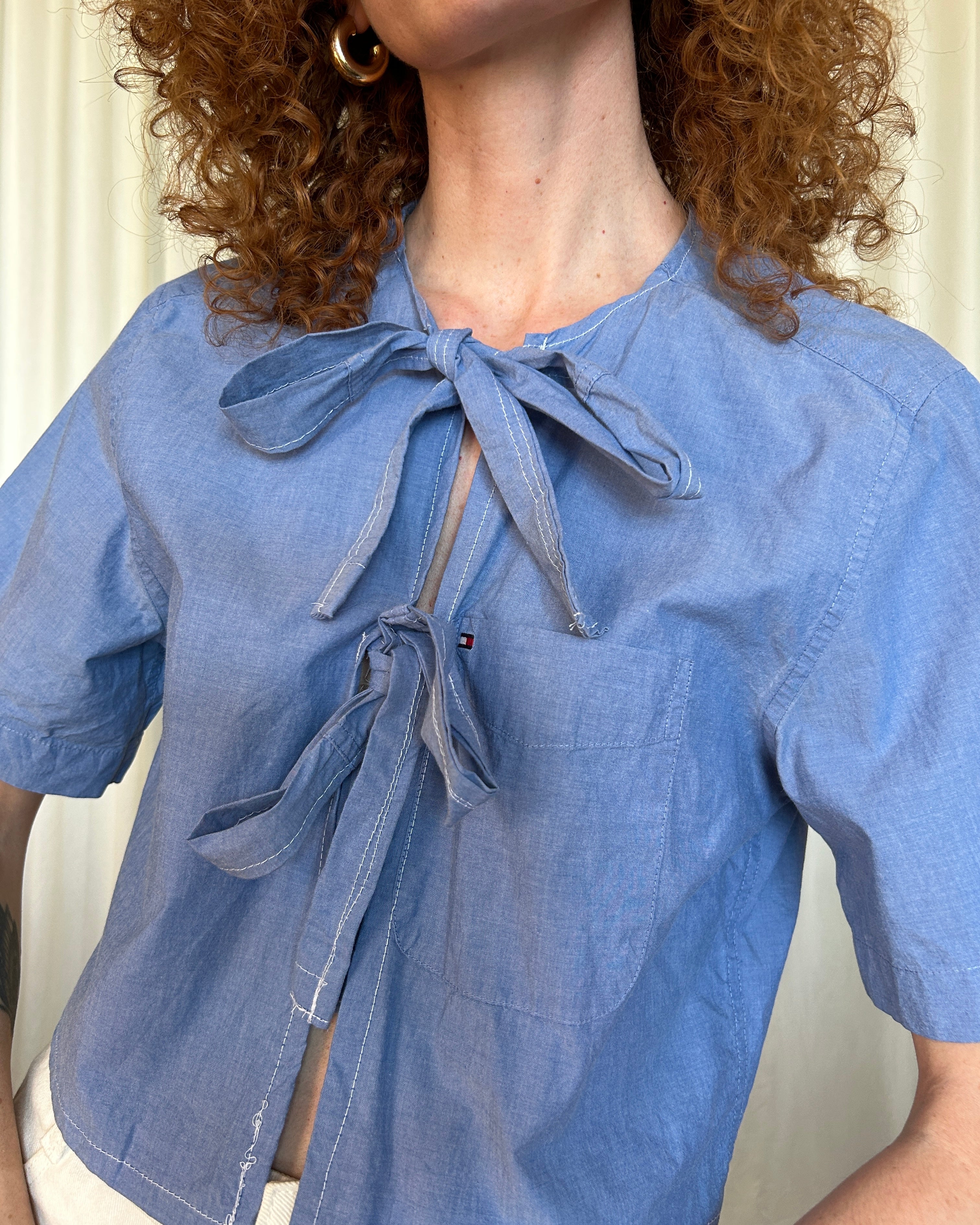 Camicia Tommy Hilfiger fiocco celeste