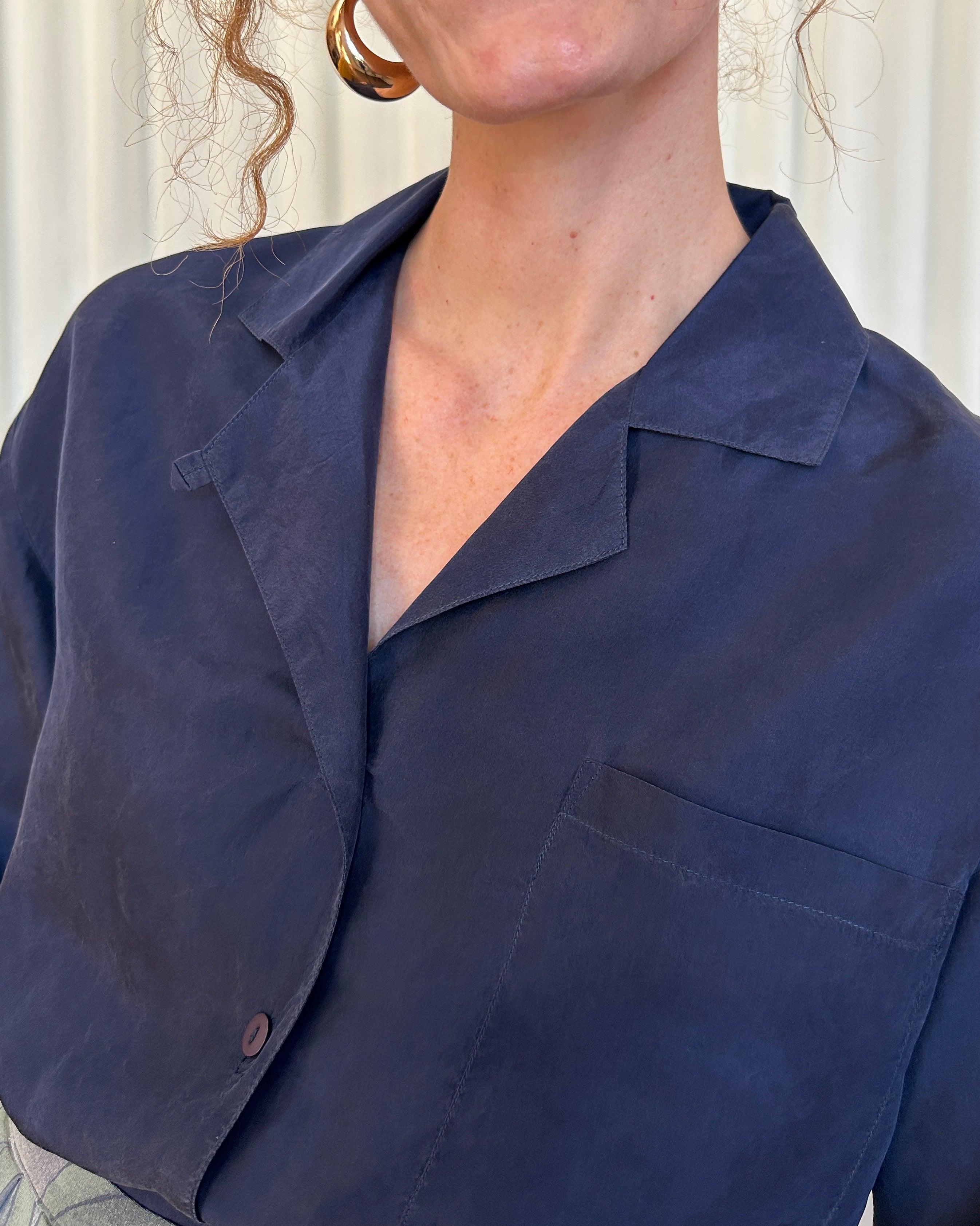 Camicia seta blu