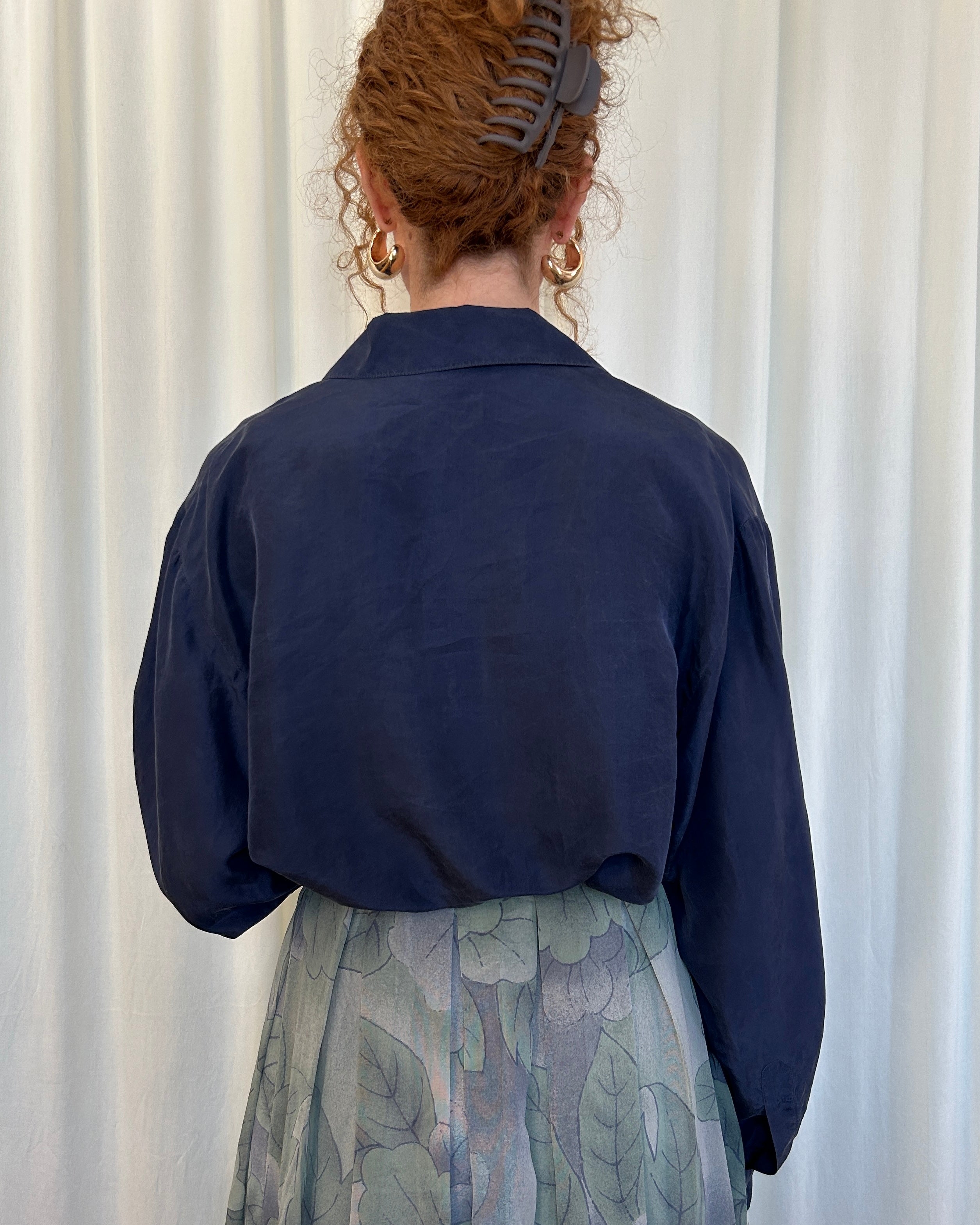 Camicia seta blu