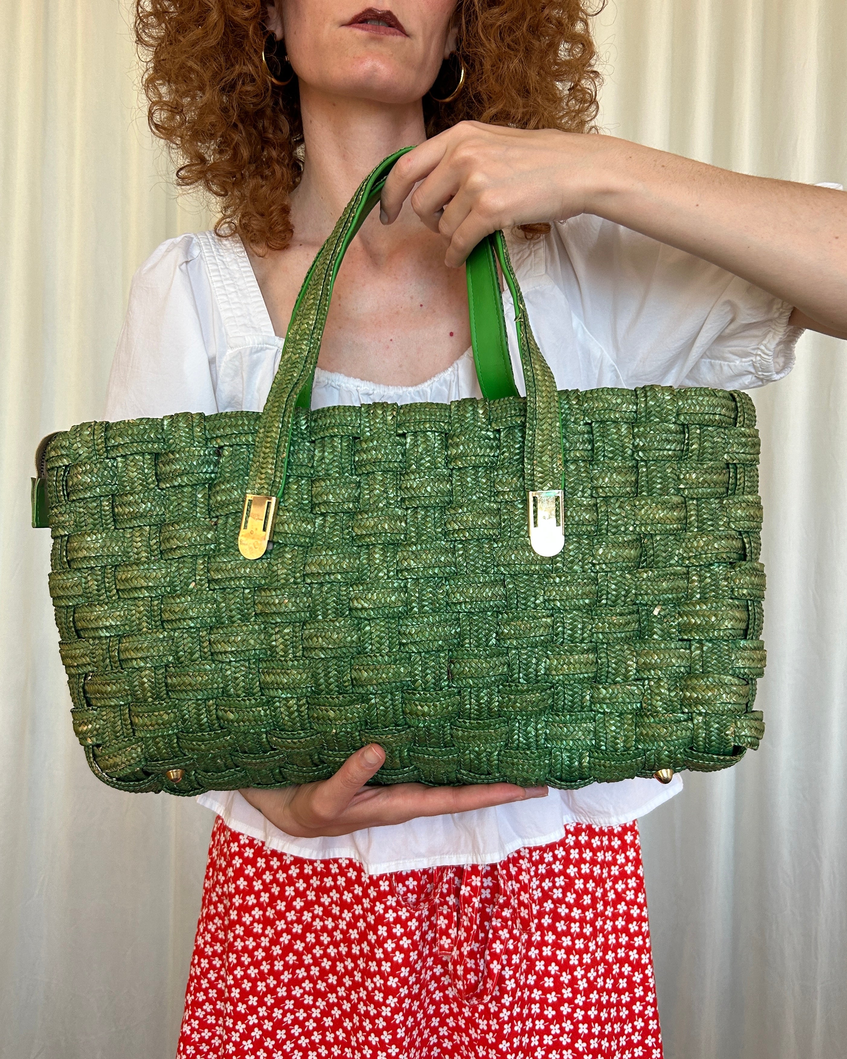 Borsa paglia verde