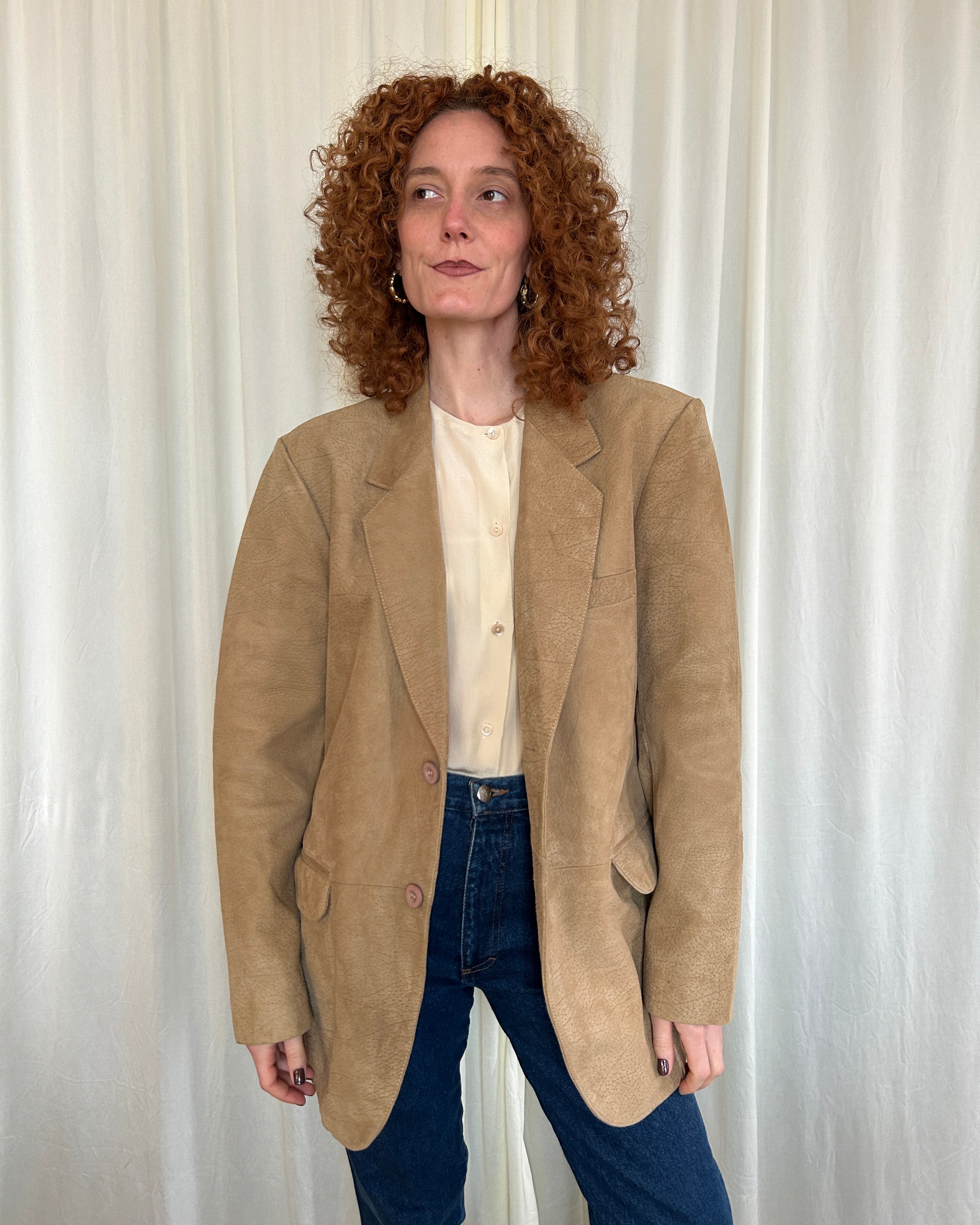 Blazer pelle beige