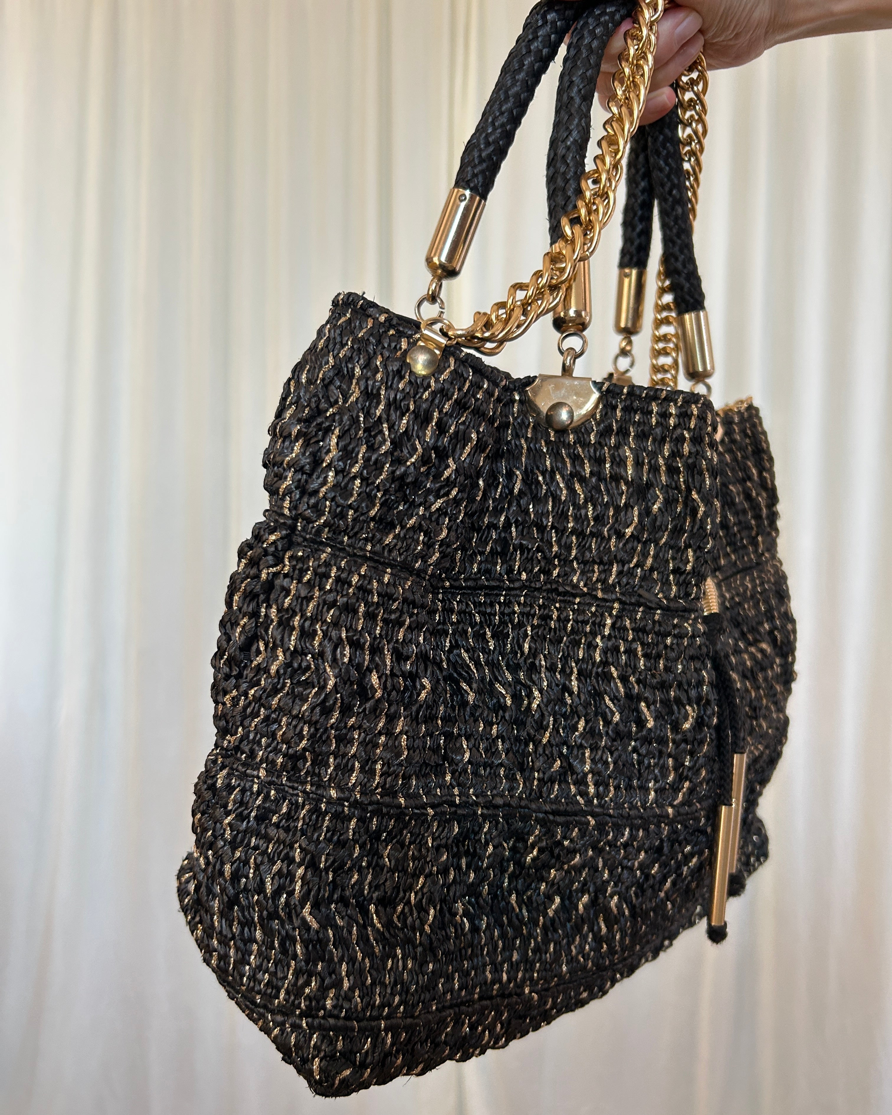 Borsa paglia nera