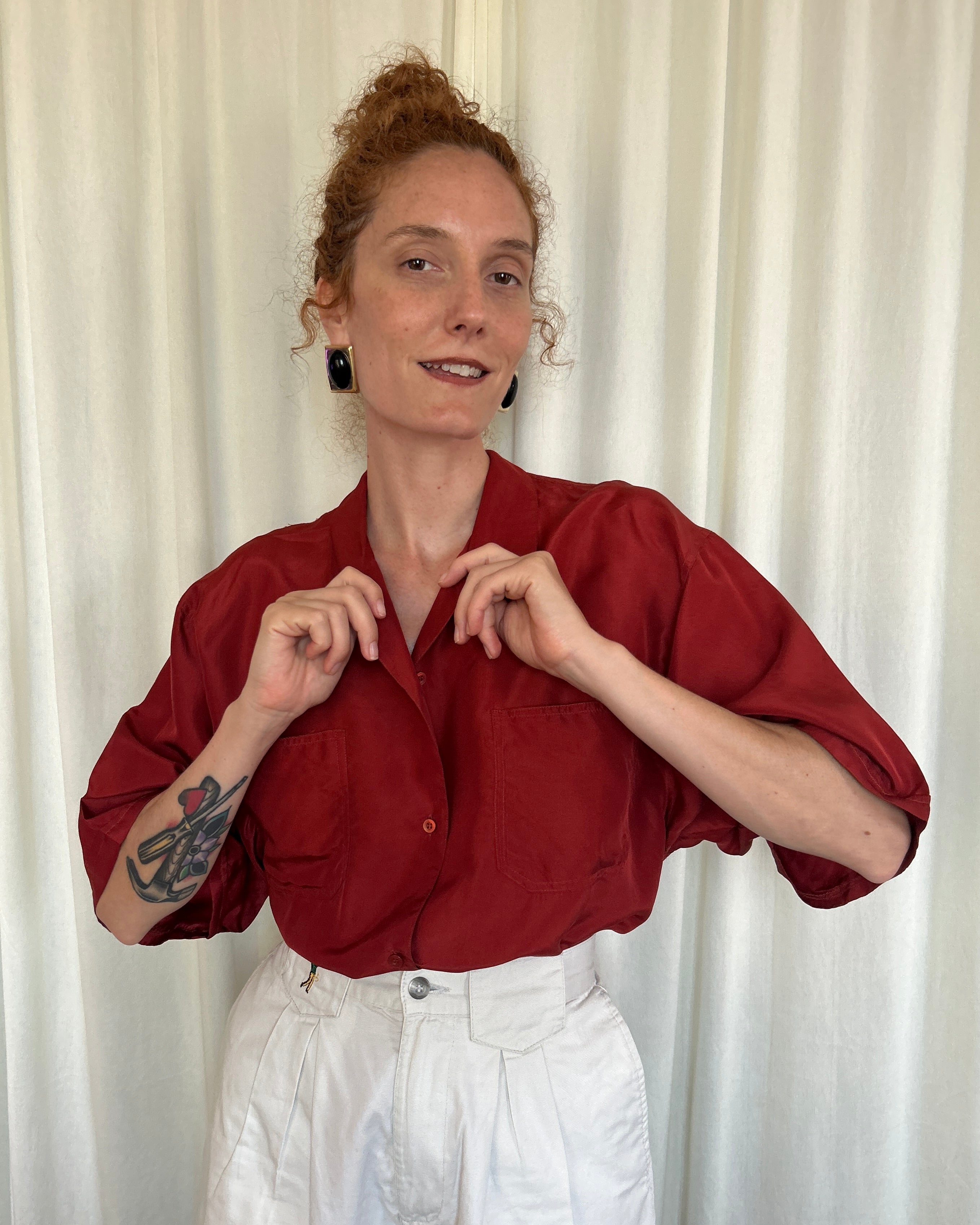 Camicia seta rossa