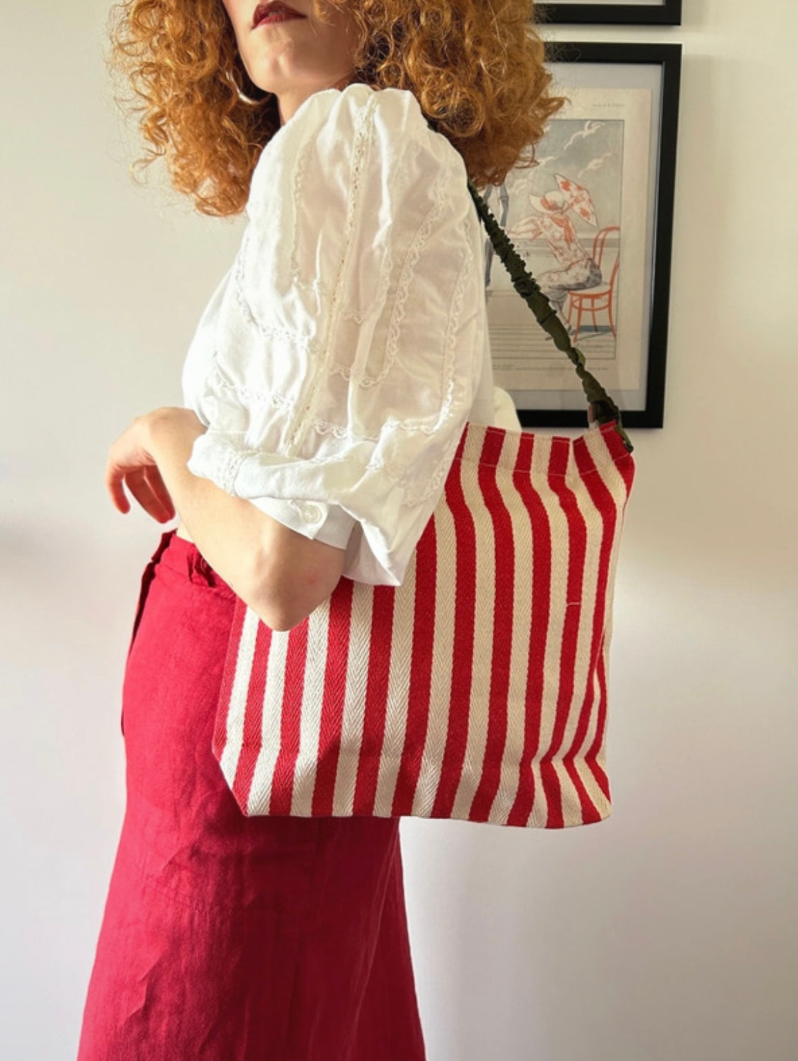 Shopper righe bianche e rosse