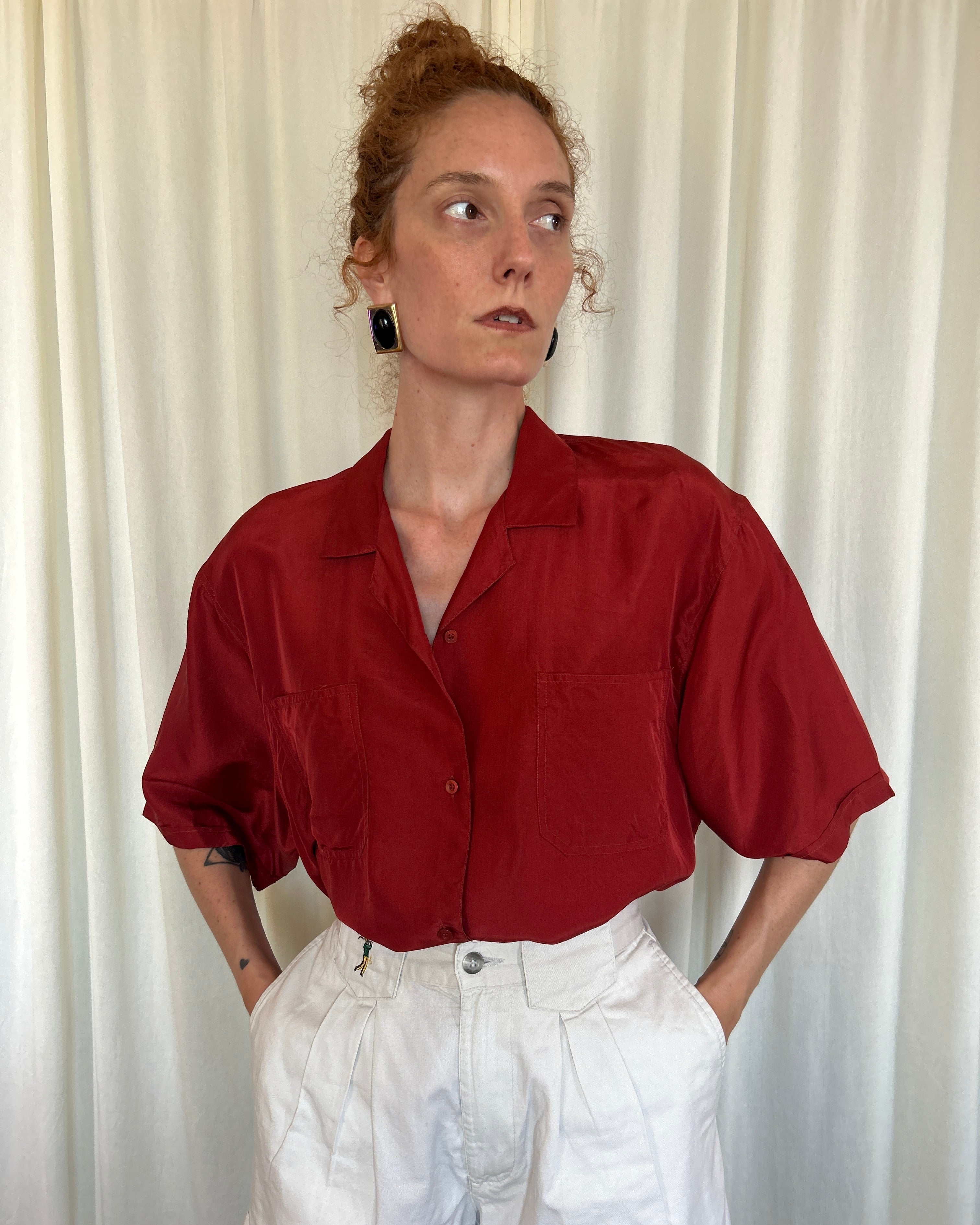 Camicia seta rossa