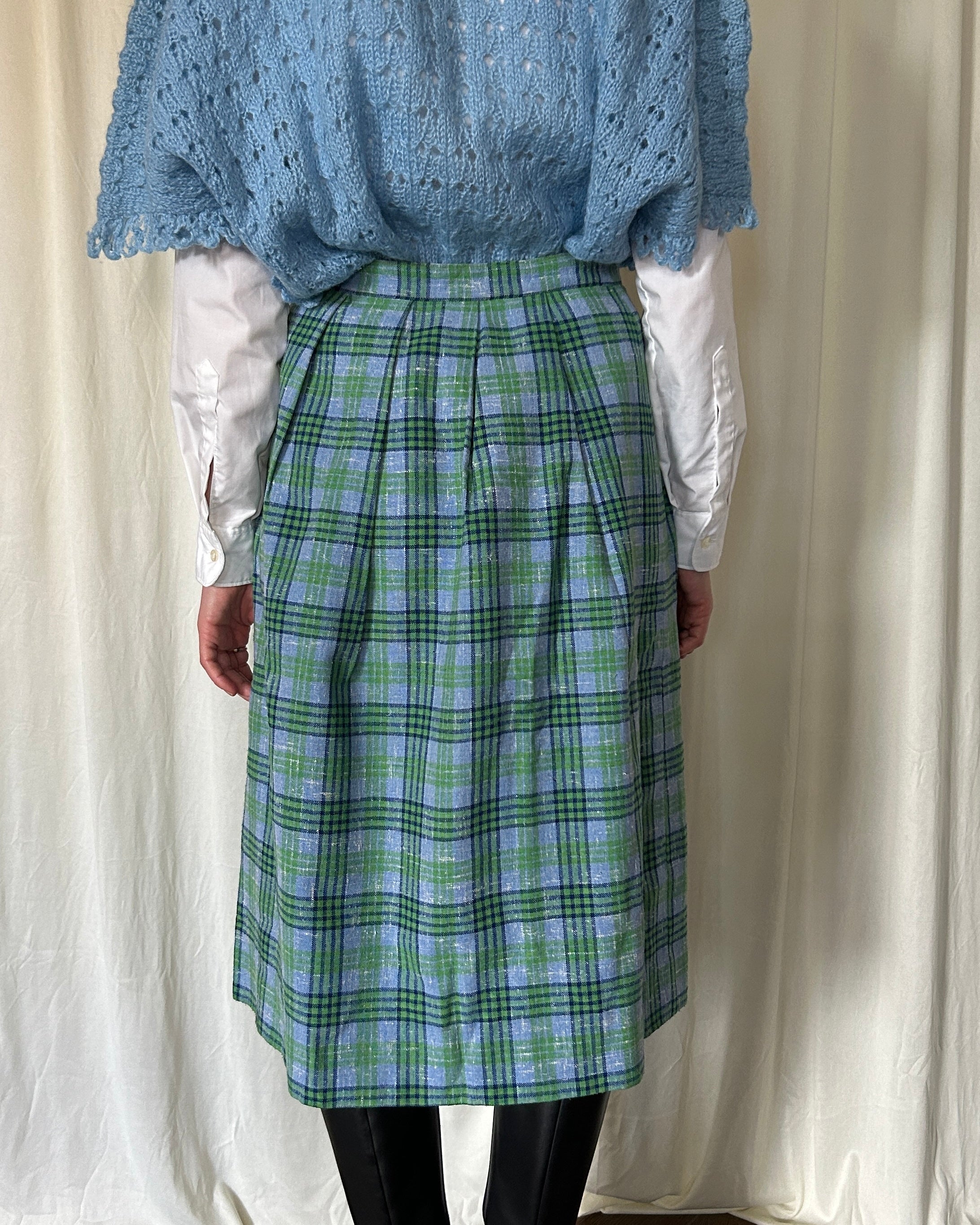 Gonna tartan azzurra e verde