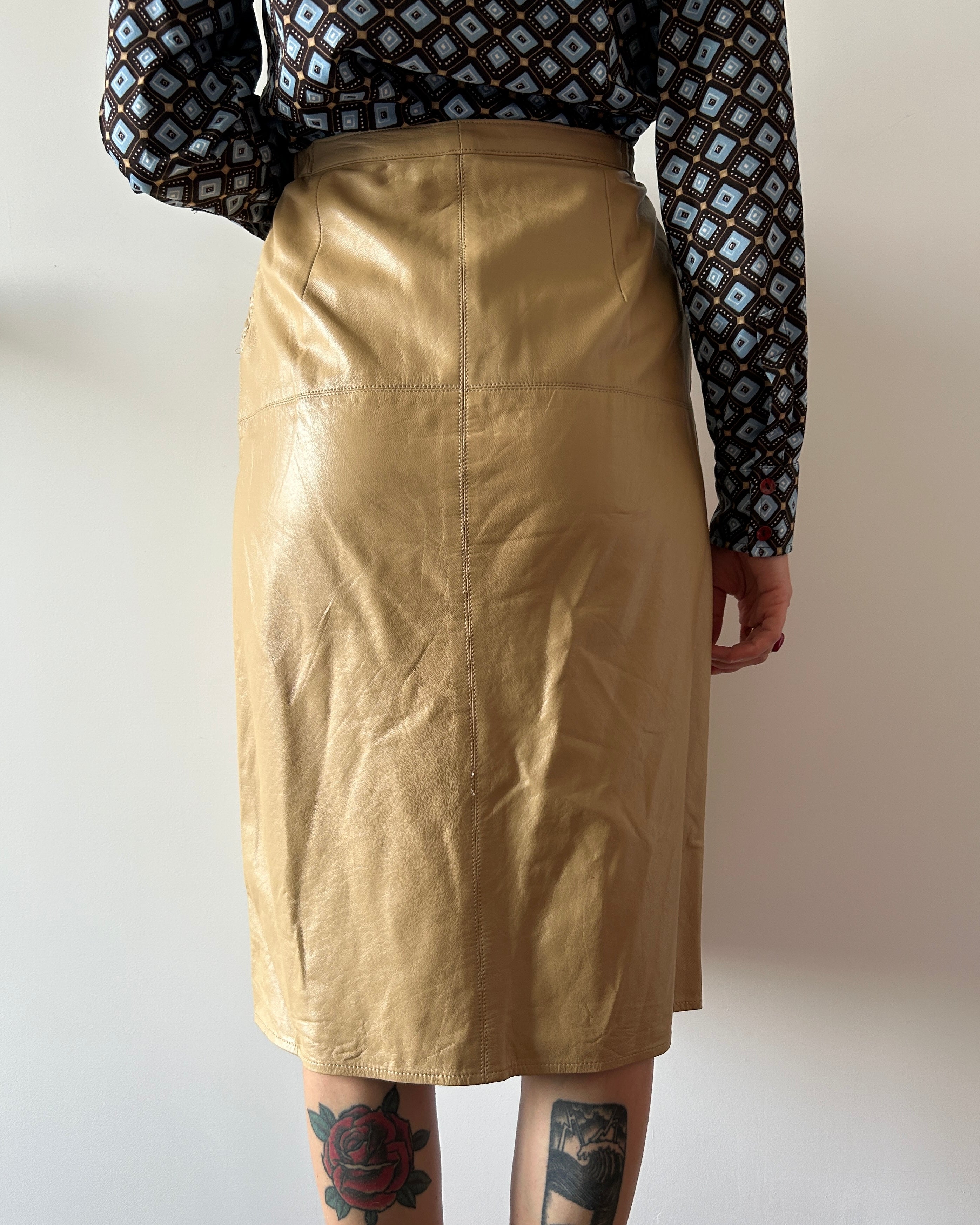 Gonna pelle beige