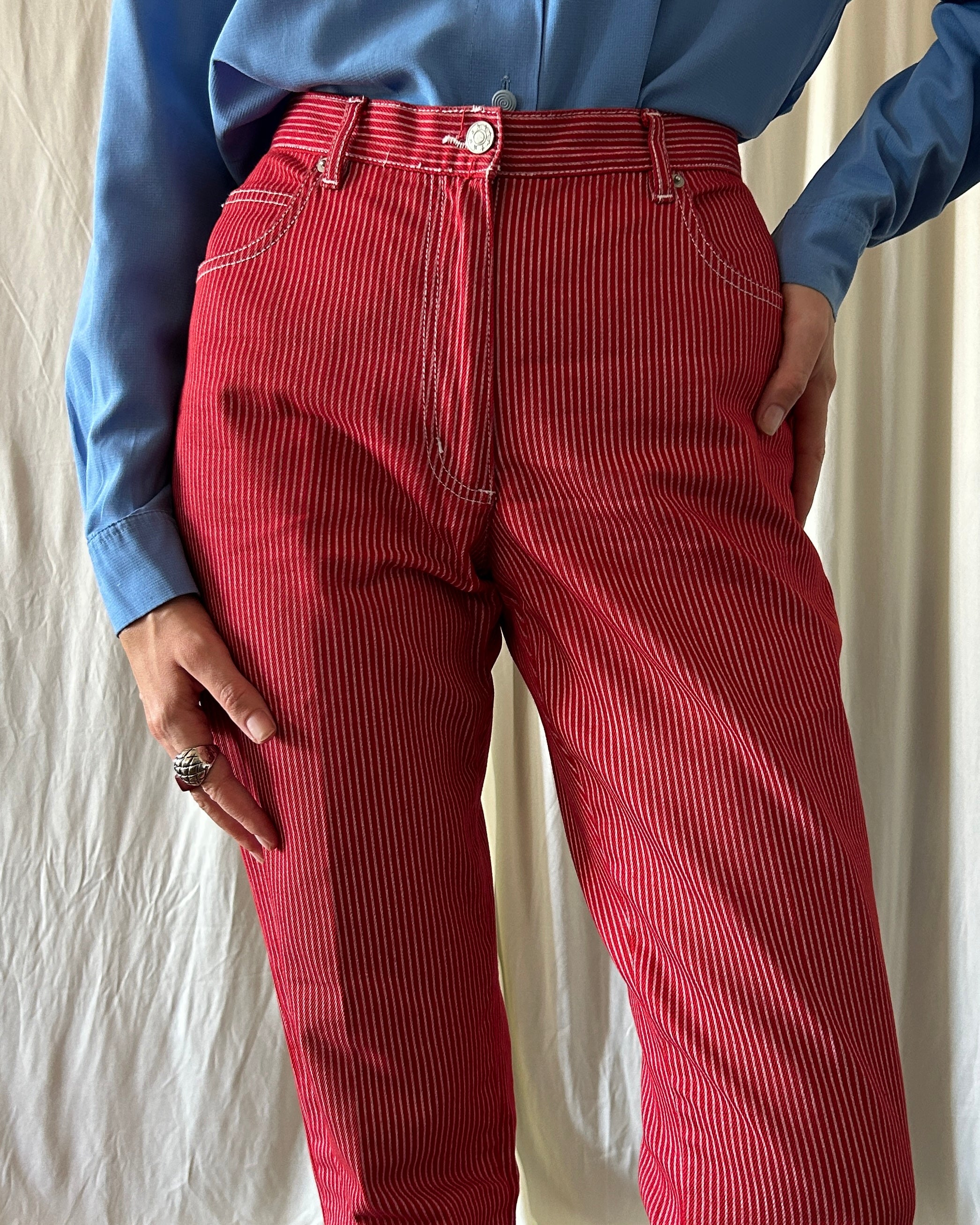 Pantalone righe rosso