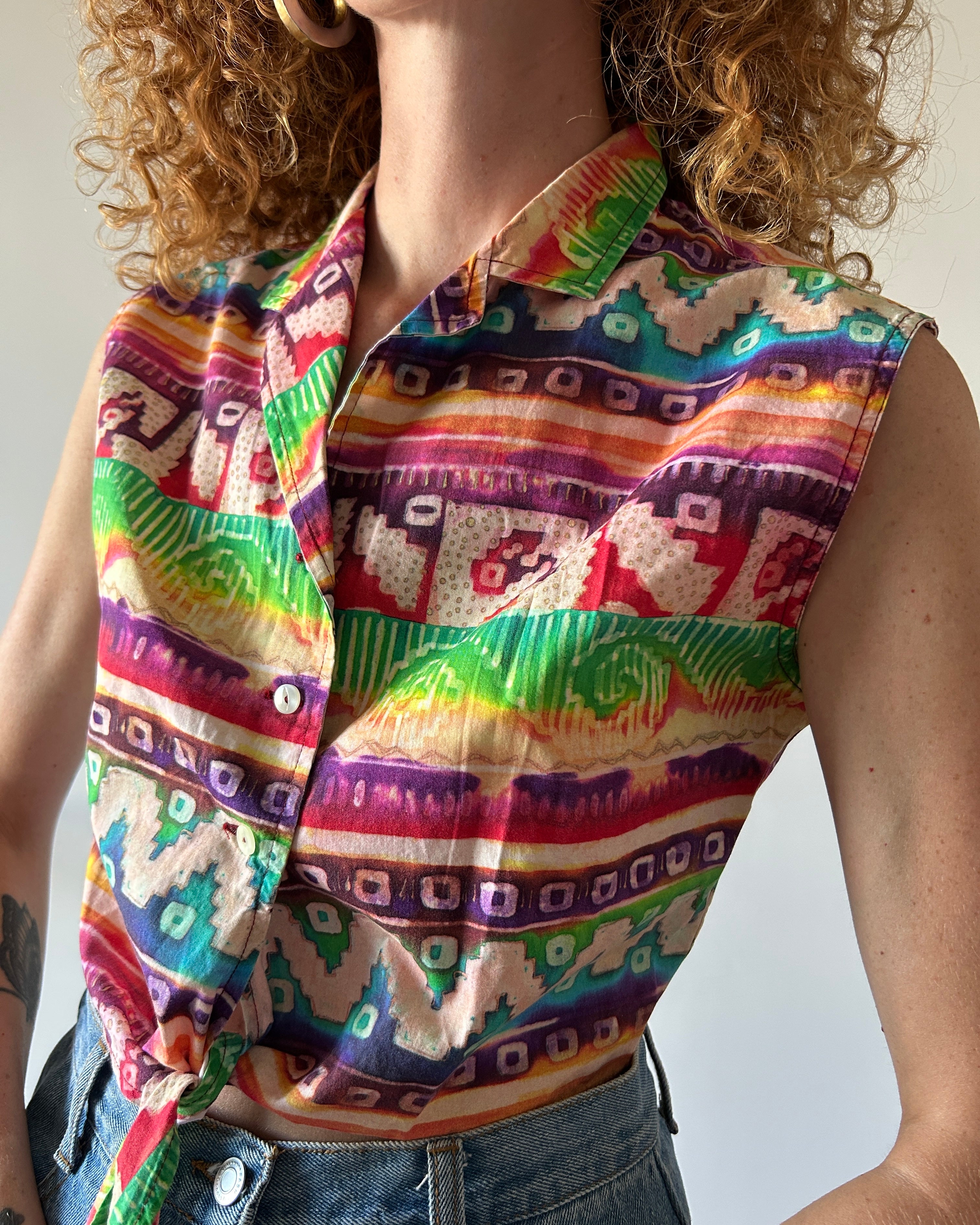 Camicia crop fantasia