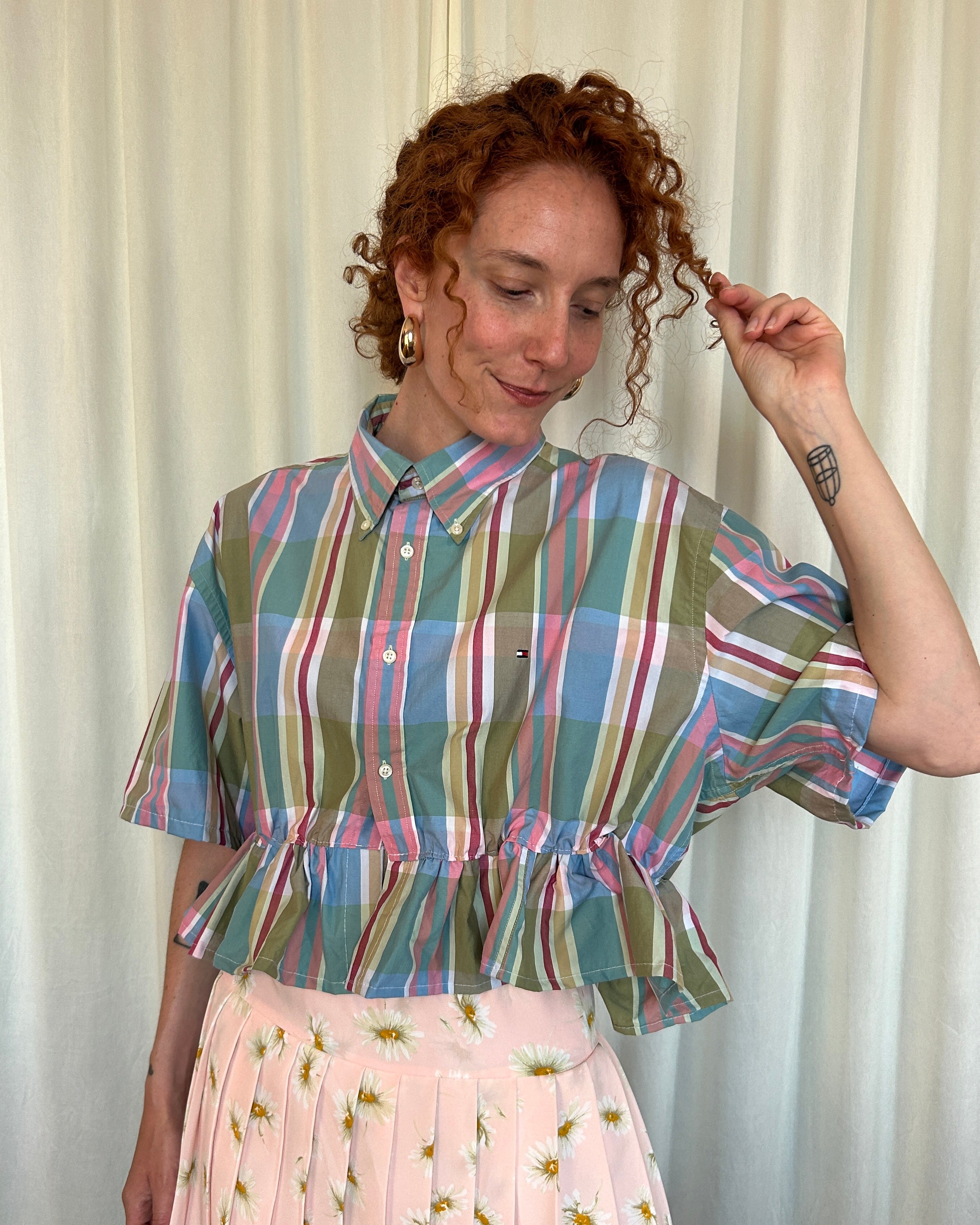 Camicia Tommy Hilfiger quadri rosa