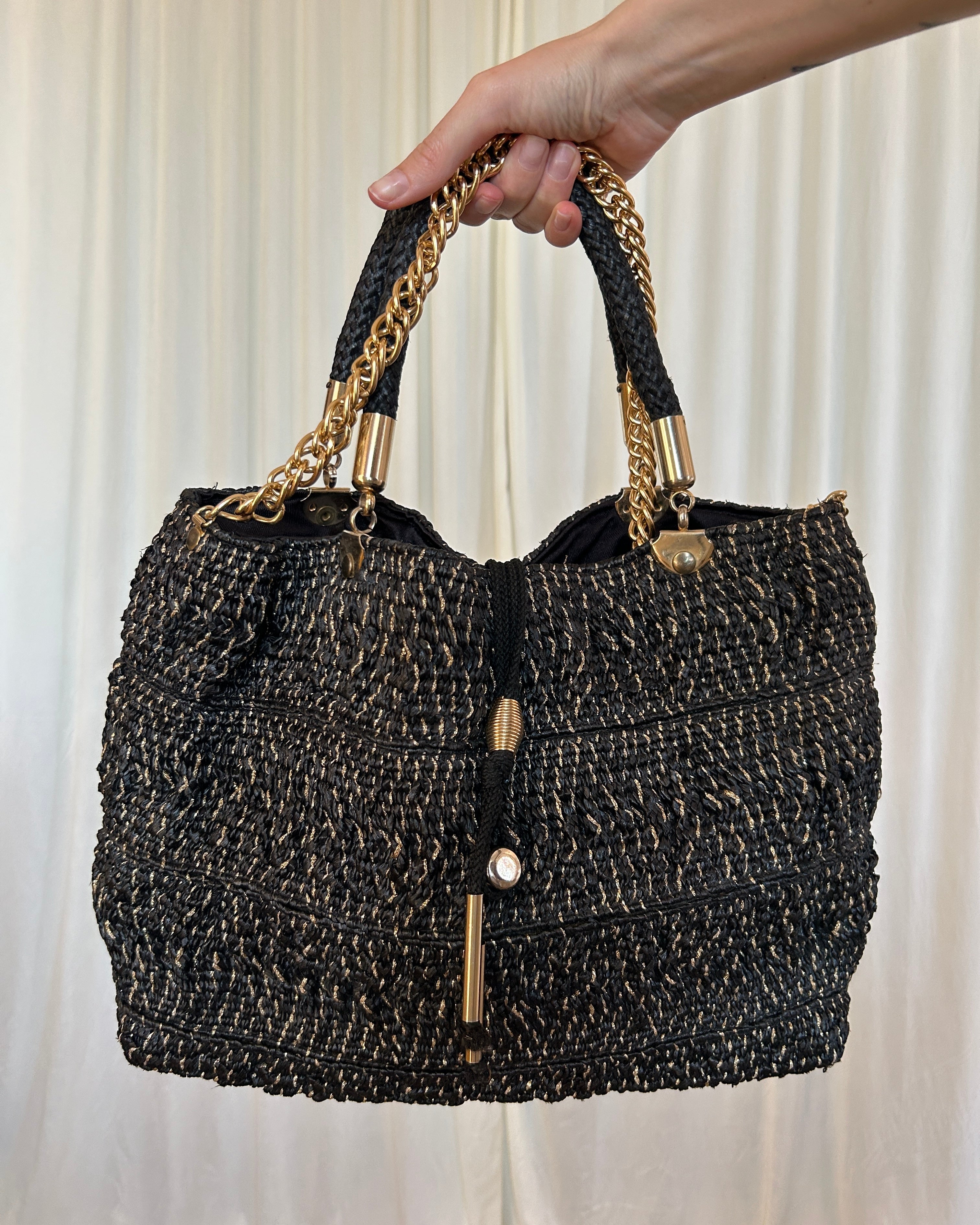 Borsa paglia nera