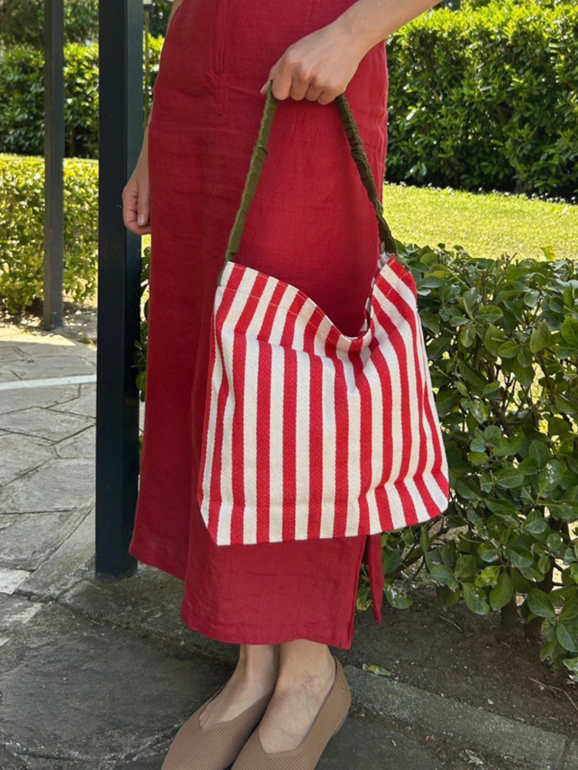 Shopper righe bianche e rosse