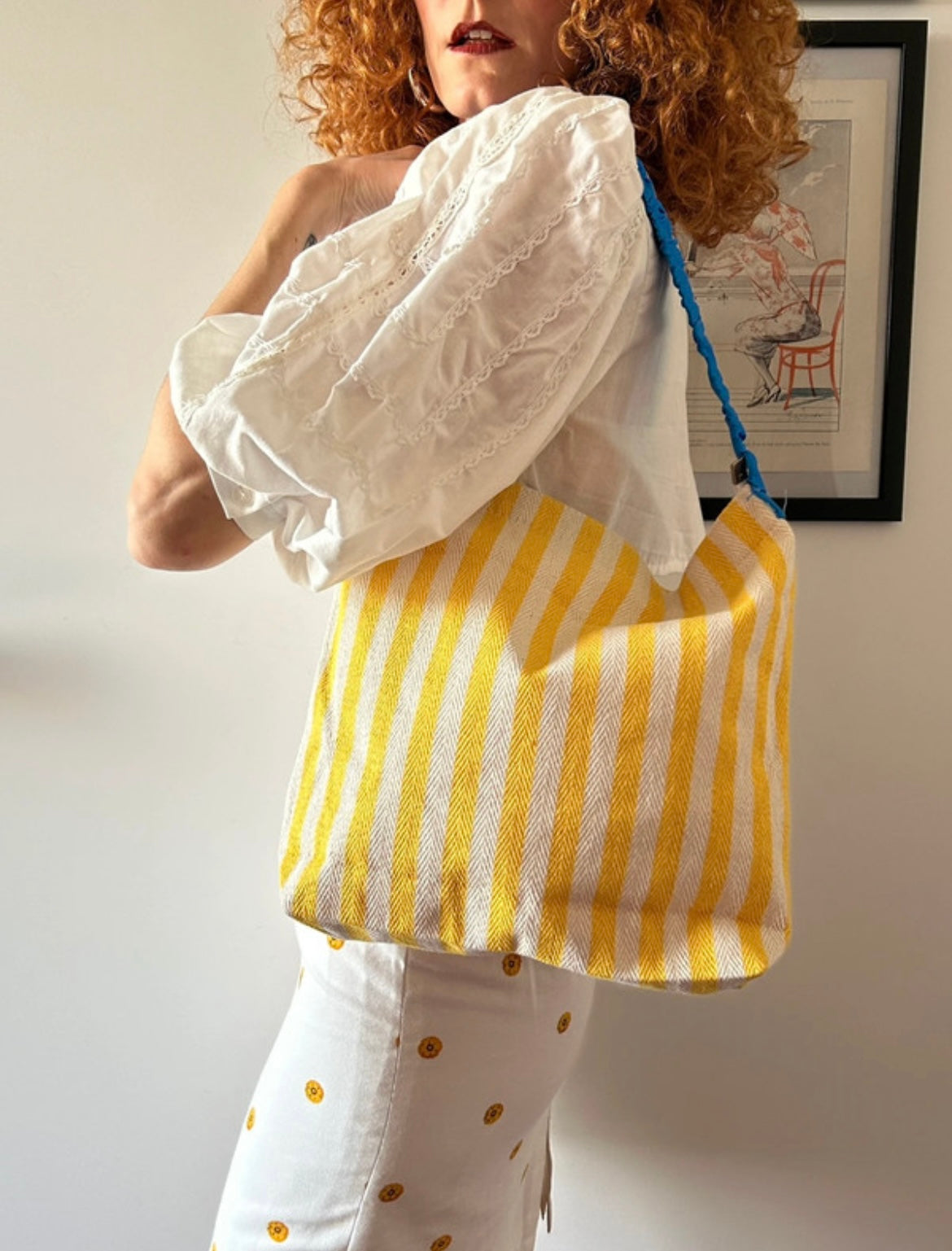 Shopper righe bianche e gialle