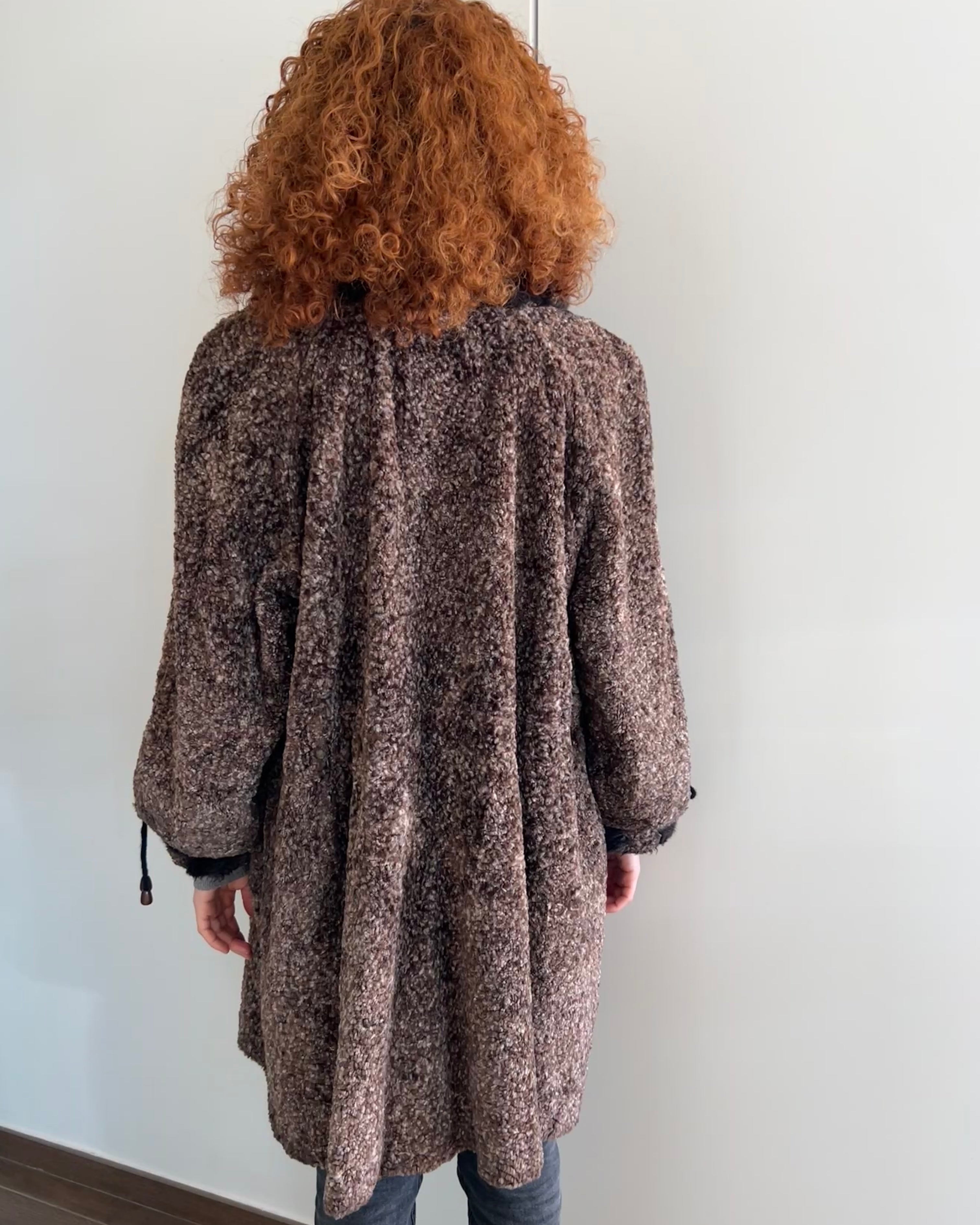 Cappotto bouclè marrone