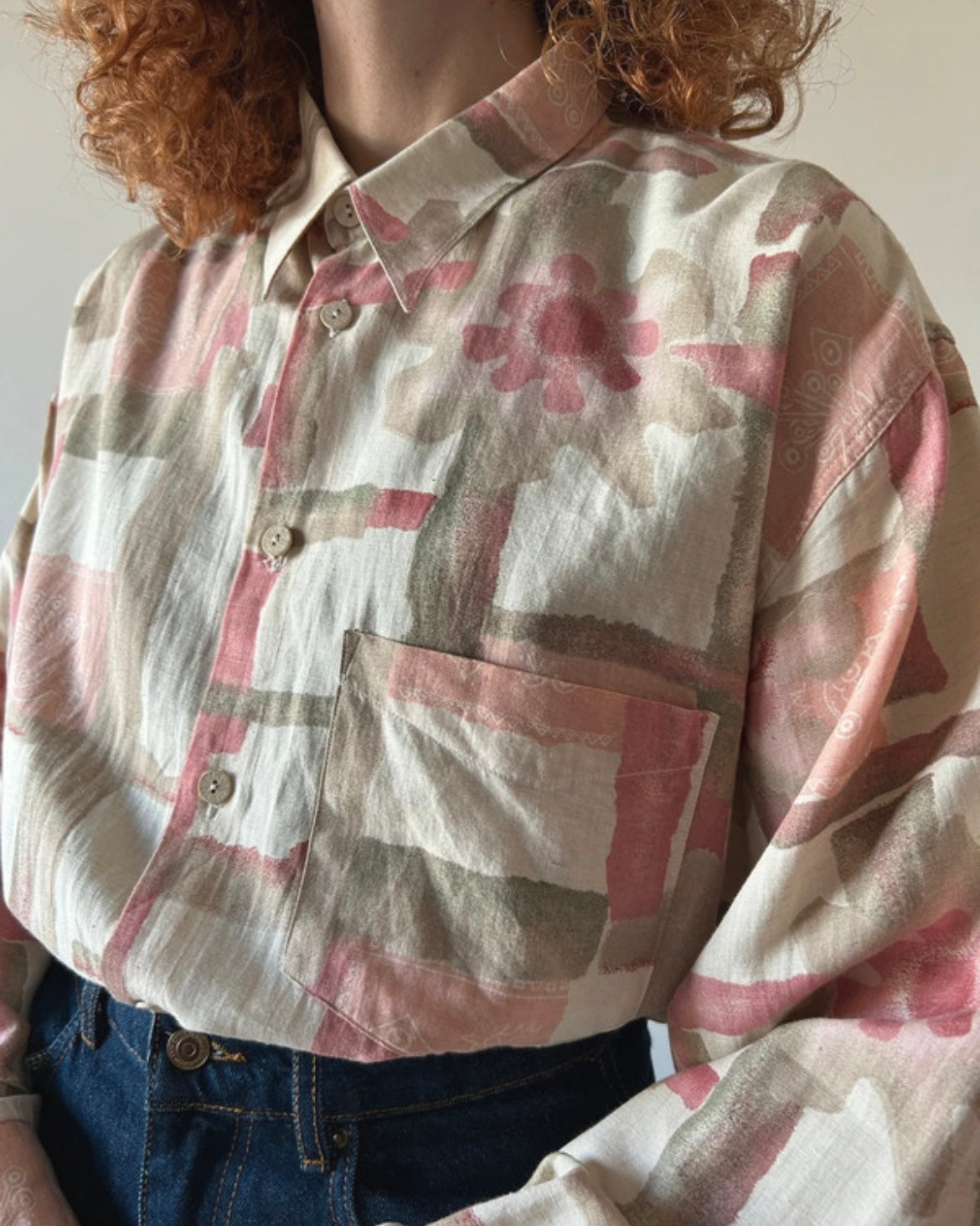 Camicia beige e rosa