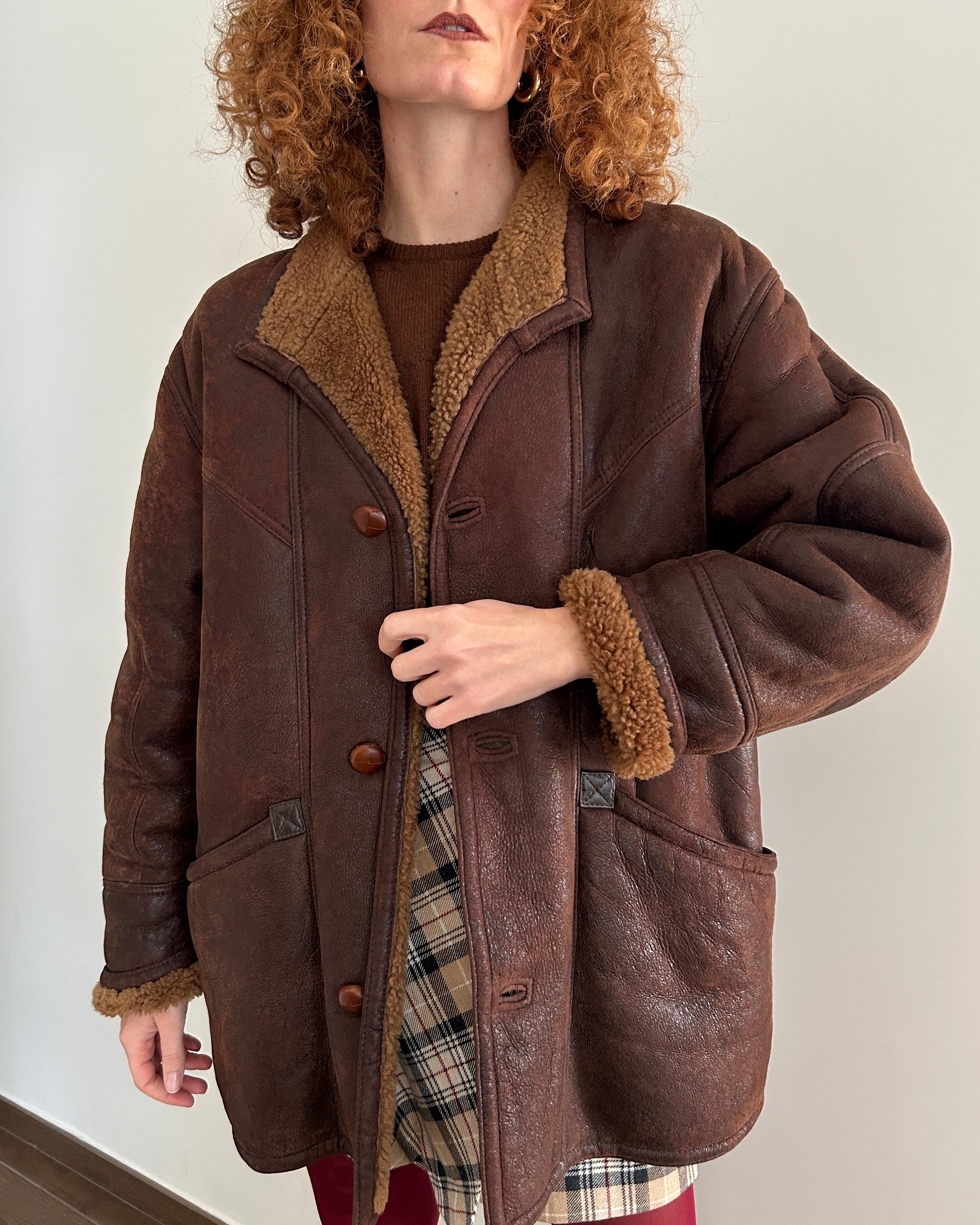 Shearling marrone