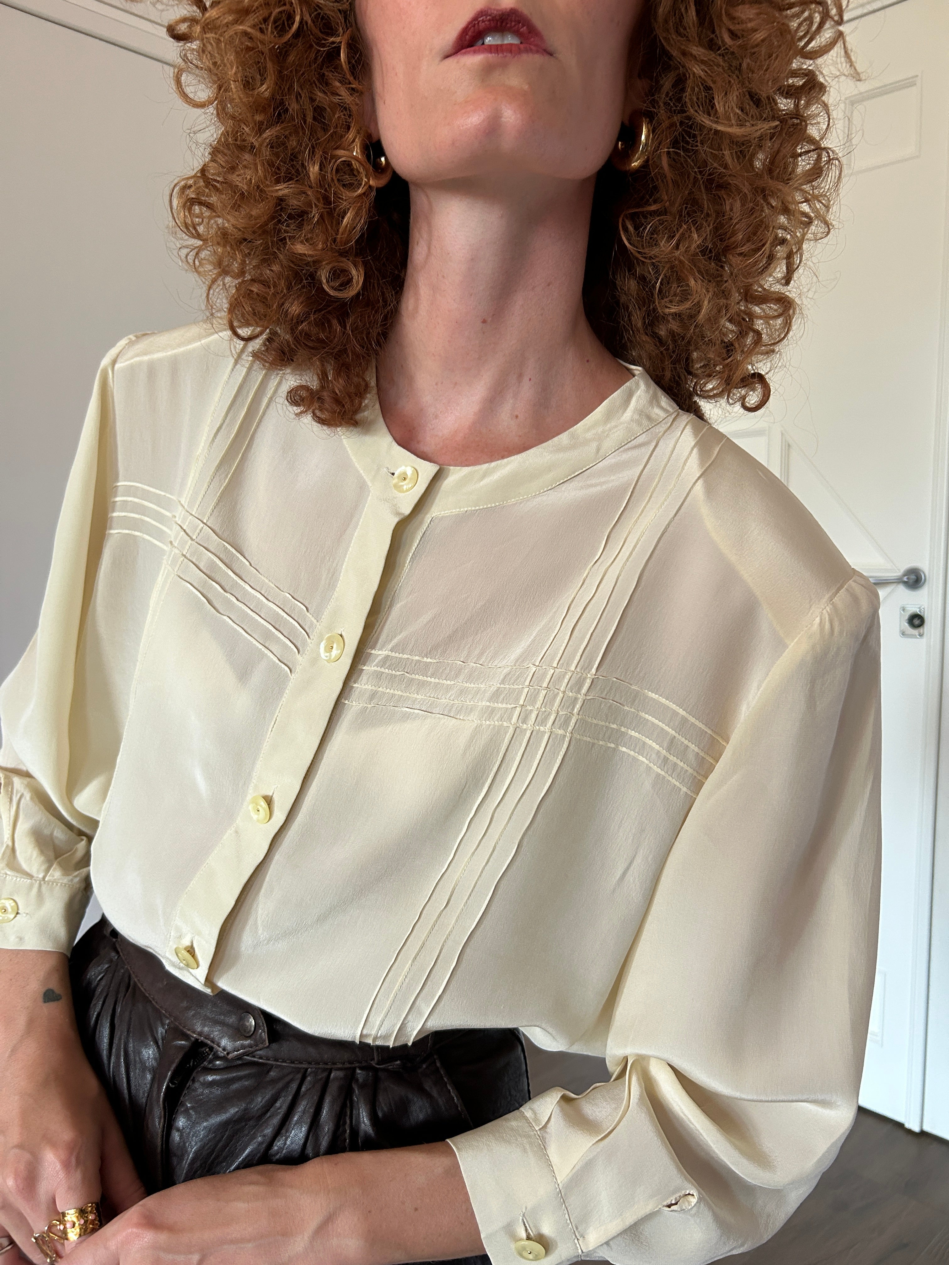 Camicia in seta panna