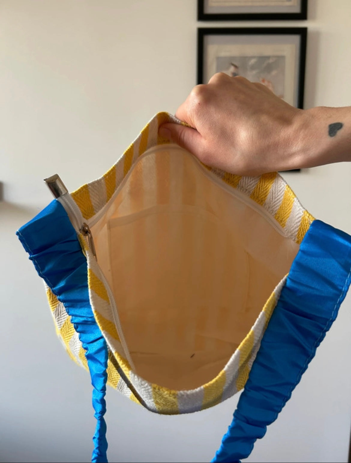 Shopper righe bianche e gialle