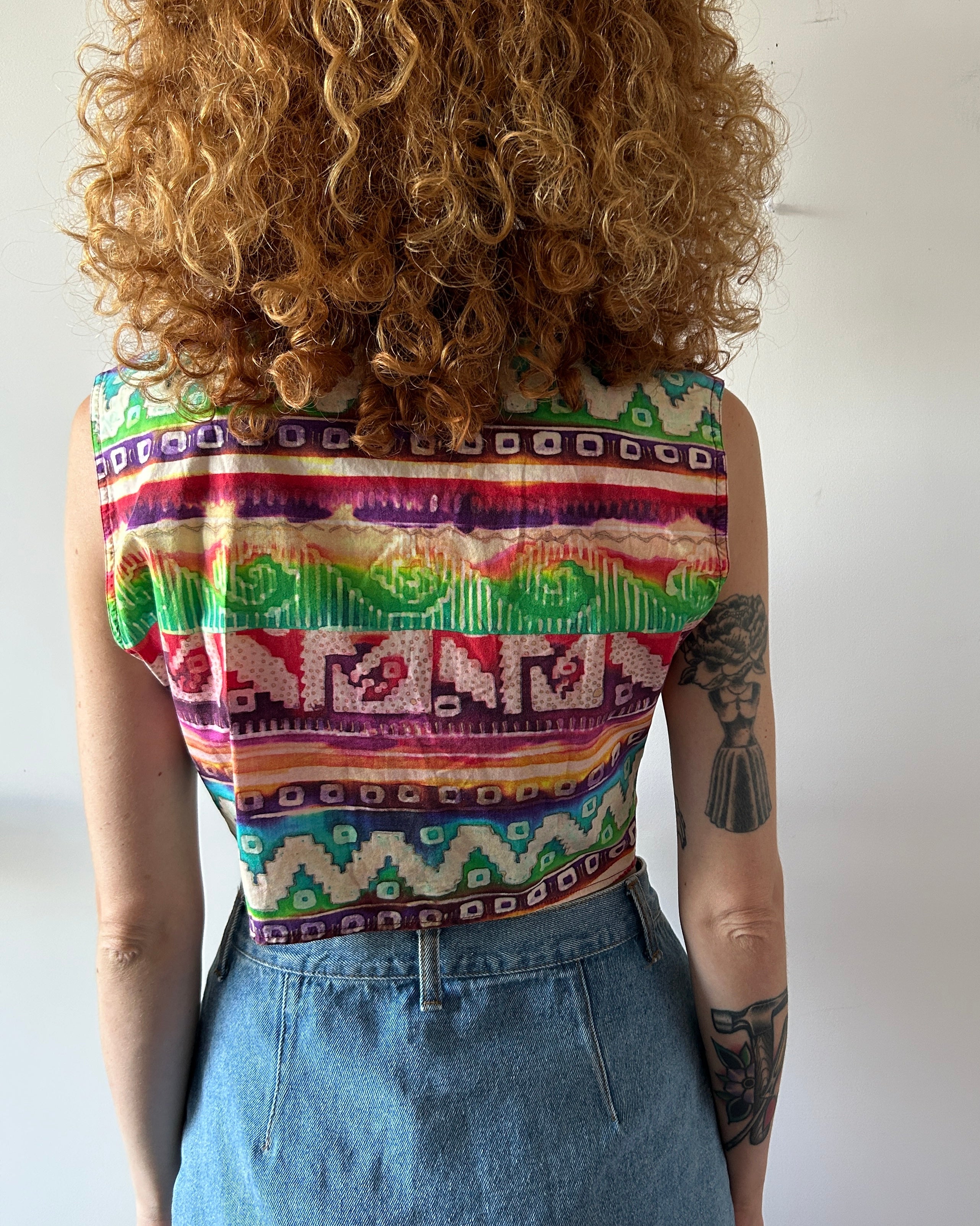 Camicia crop fantasia