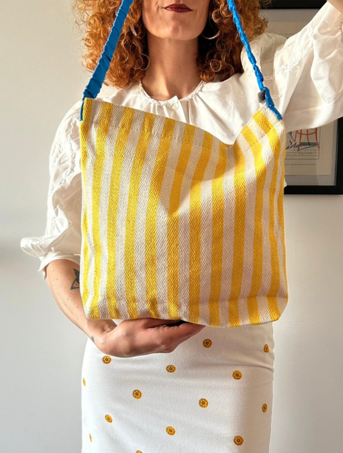 Shopper righe bianche e gialle