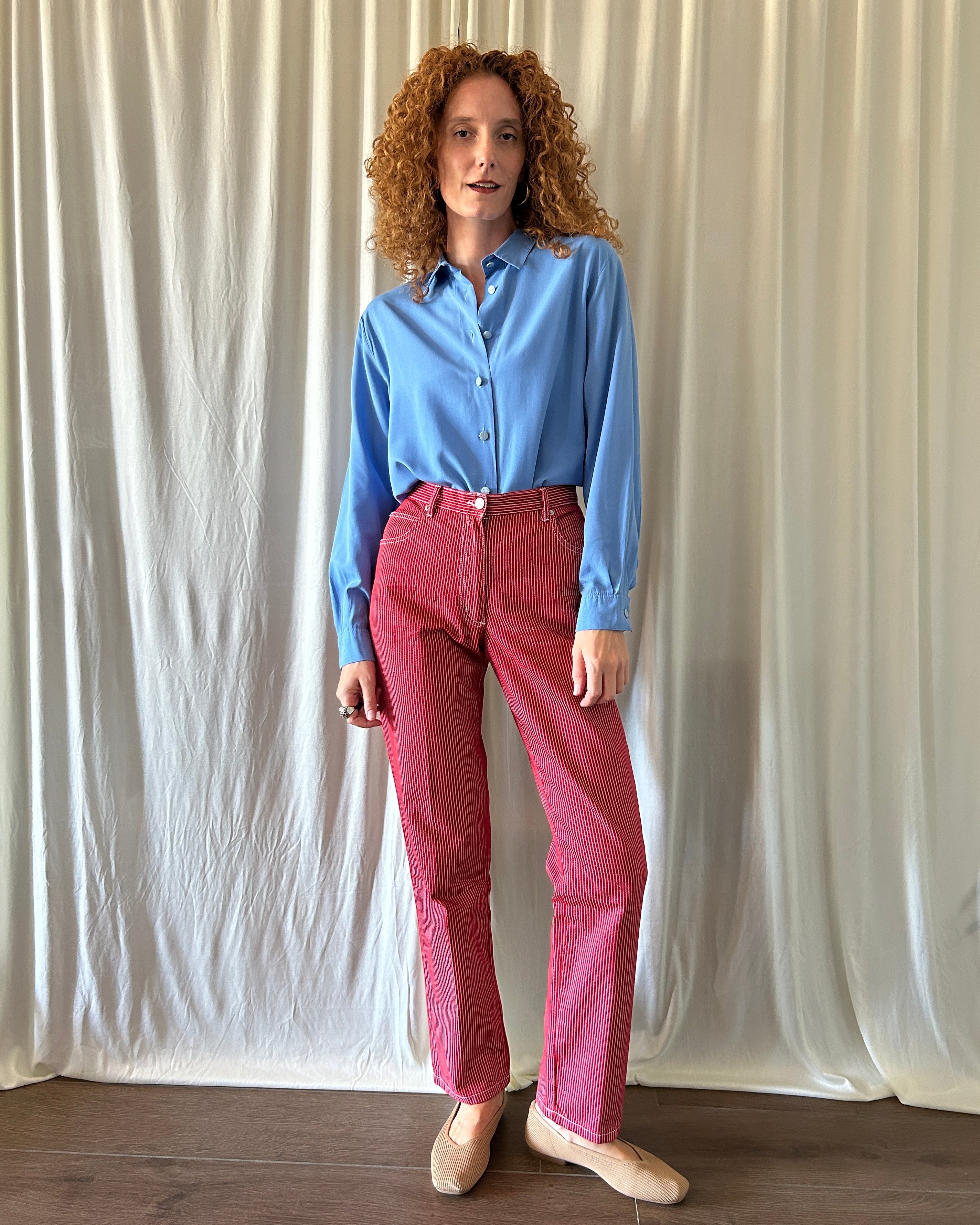Pantalone righe rosso