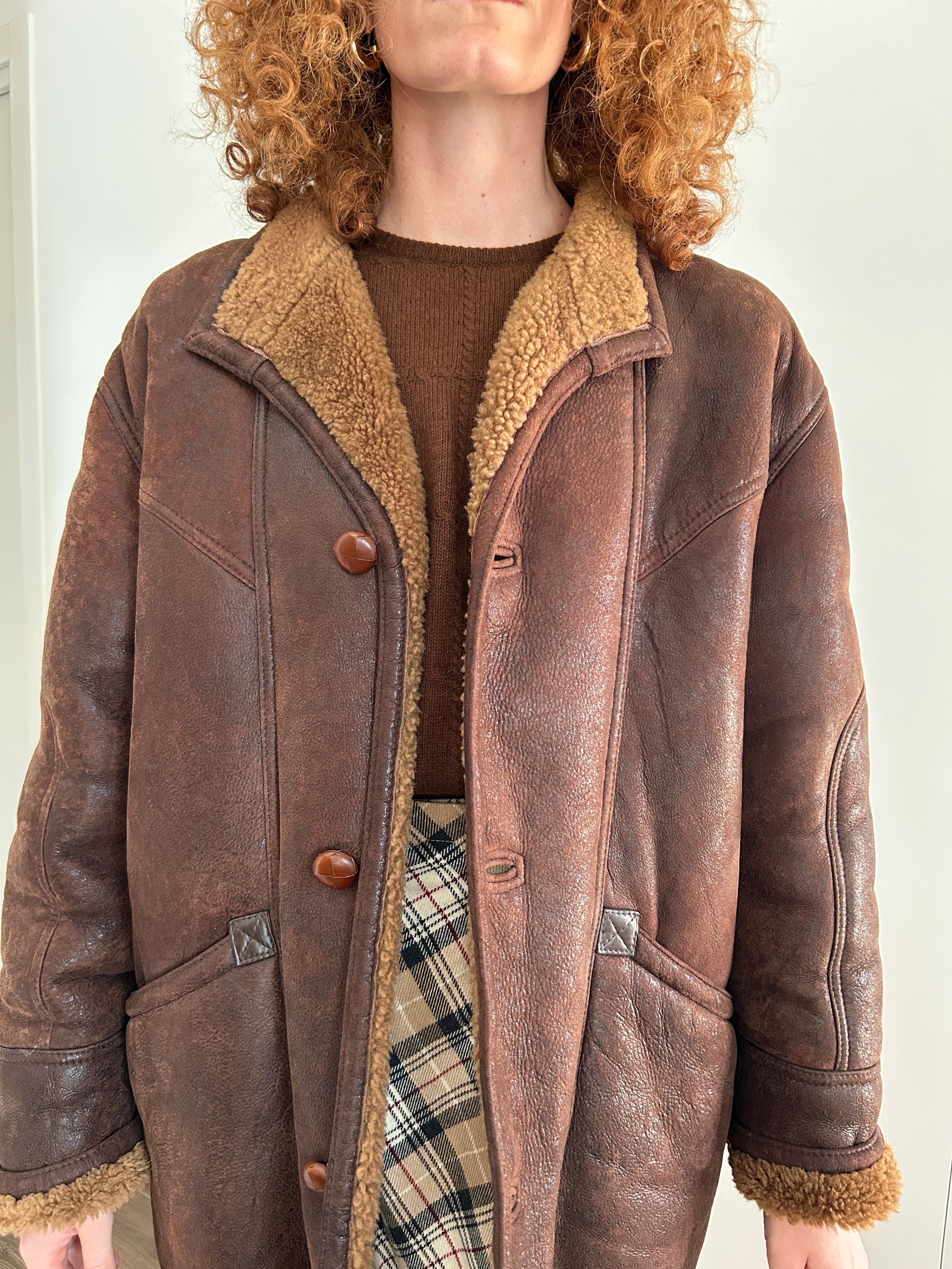 Shearling marrone