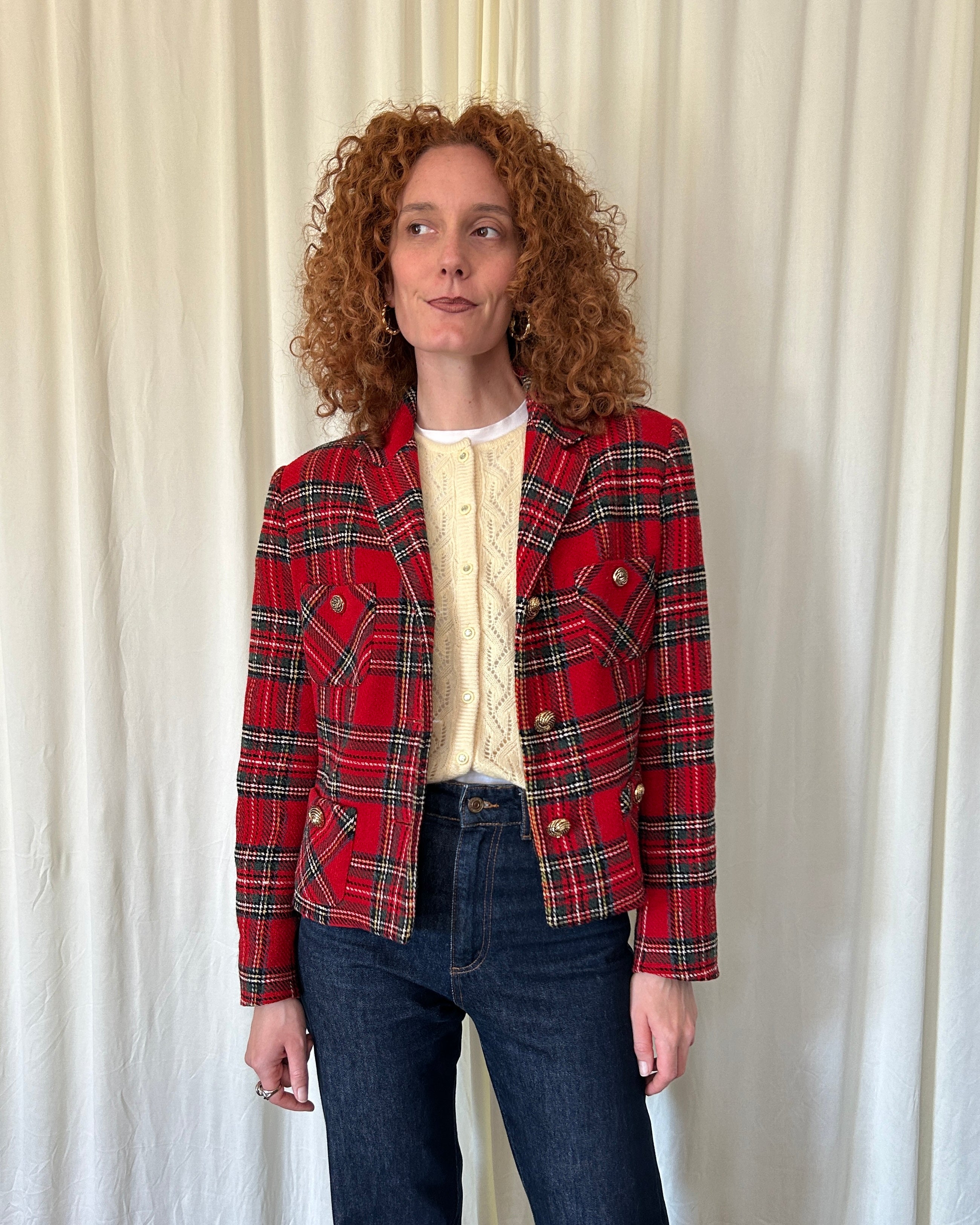 Blazer tartan rosso