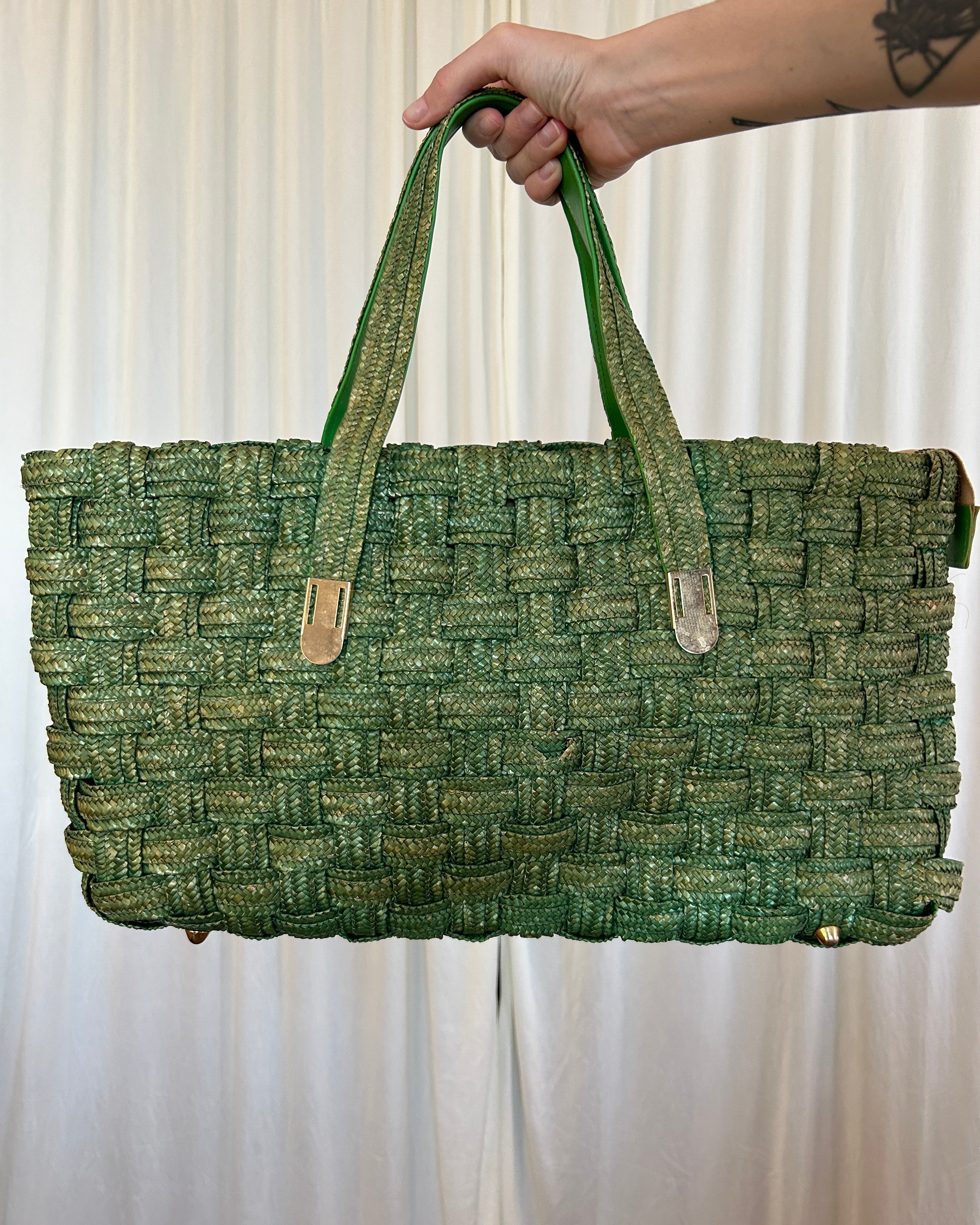 Borsa paglia verde