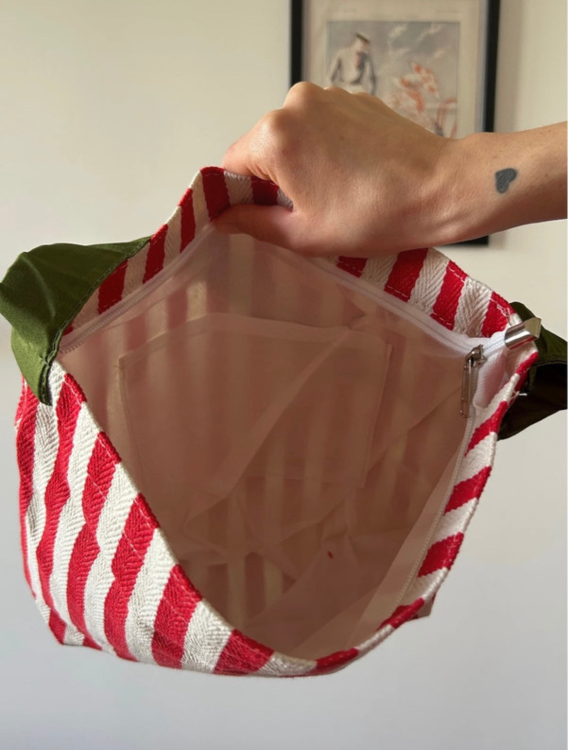 Shopper righe bianche e rosse