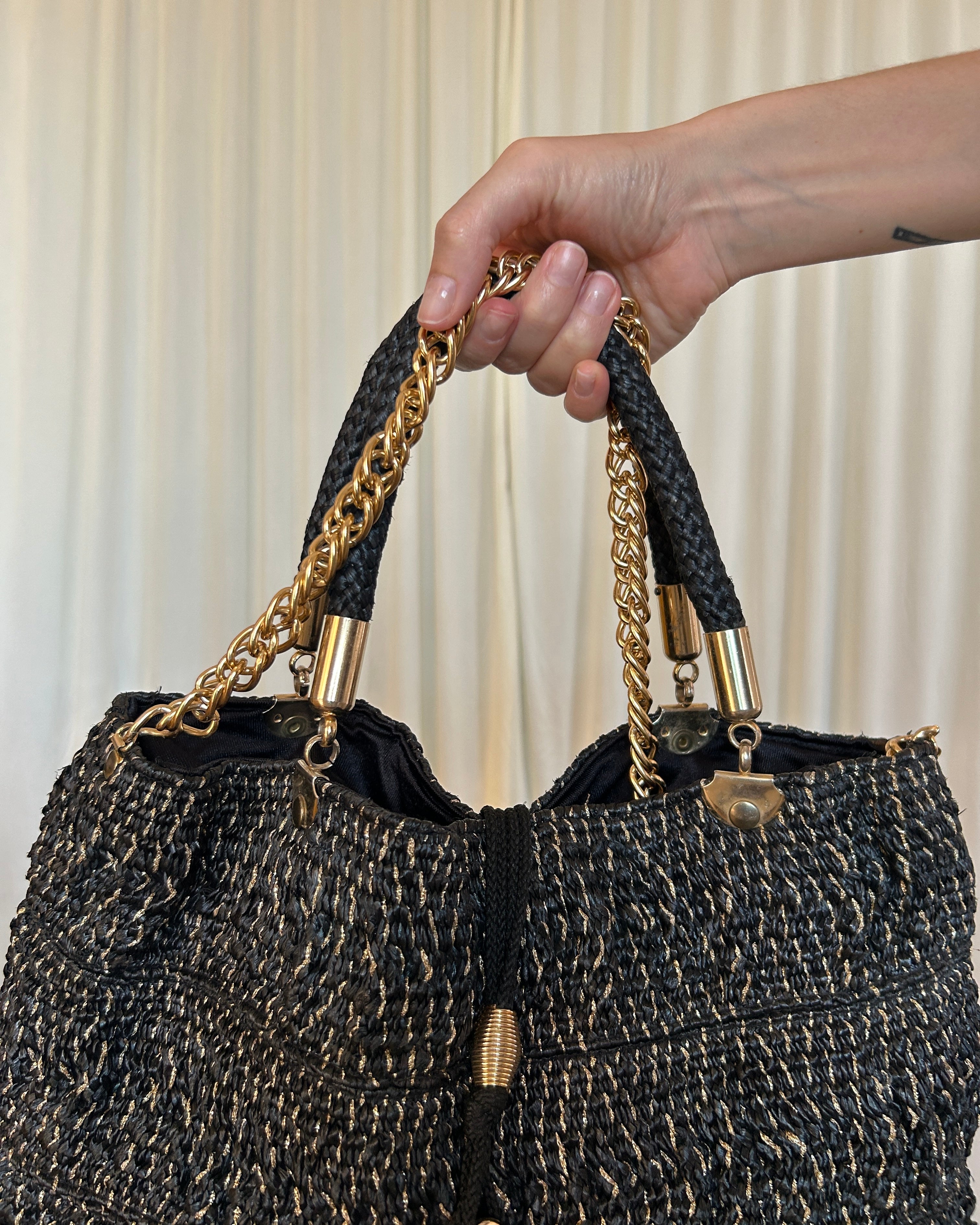 Borsa paglia nera