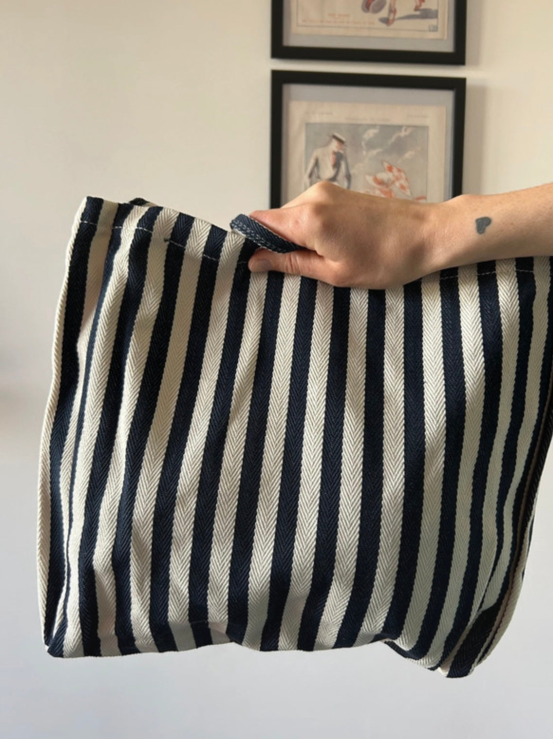 Shopper righe bianche e blu