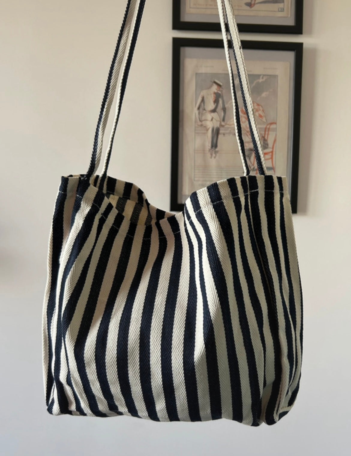 Shopper righe bianche e blu