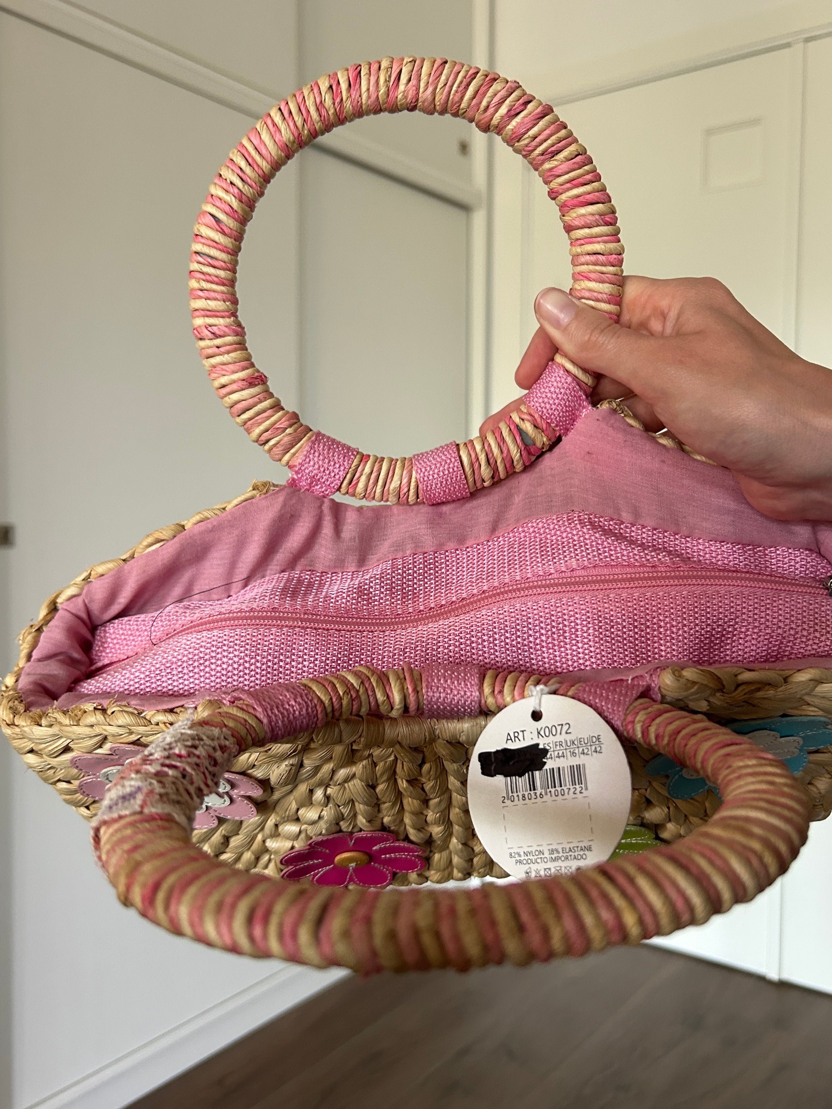 Borsetta paglia con fiori