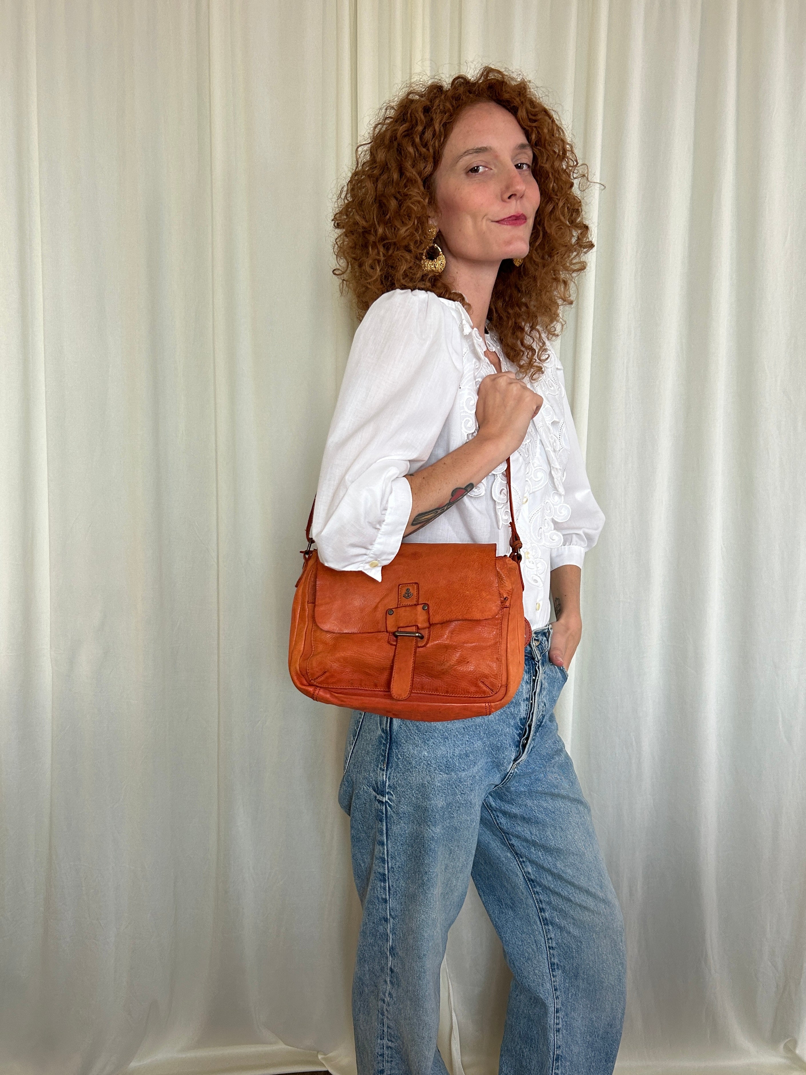 Borsa pelle arancio