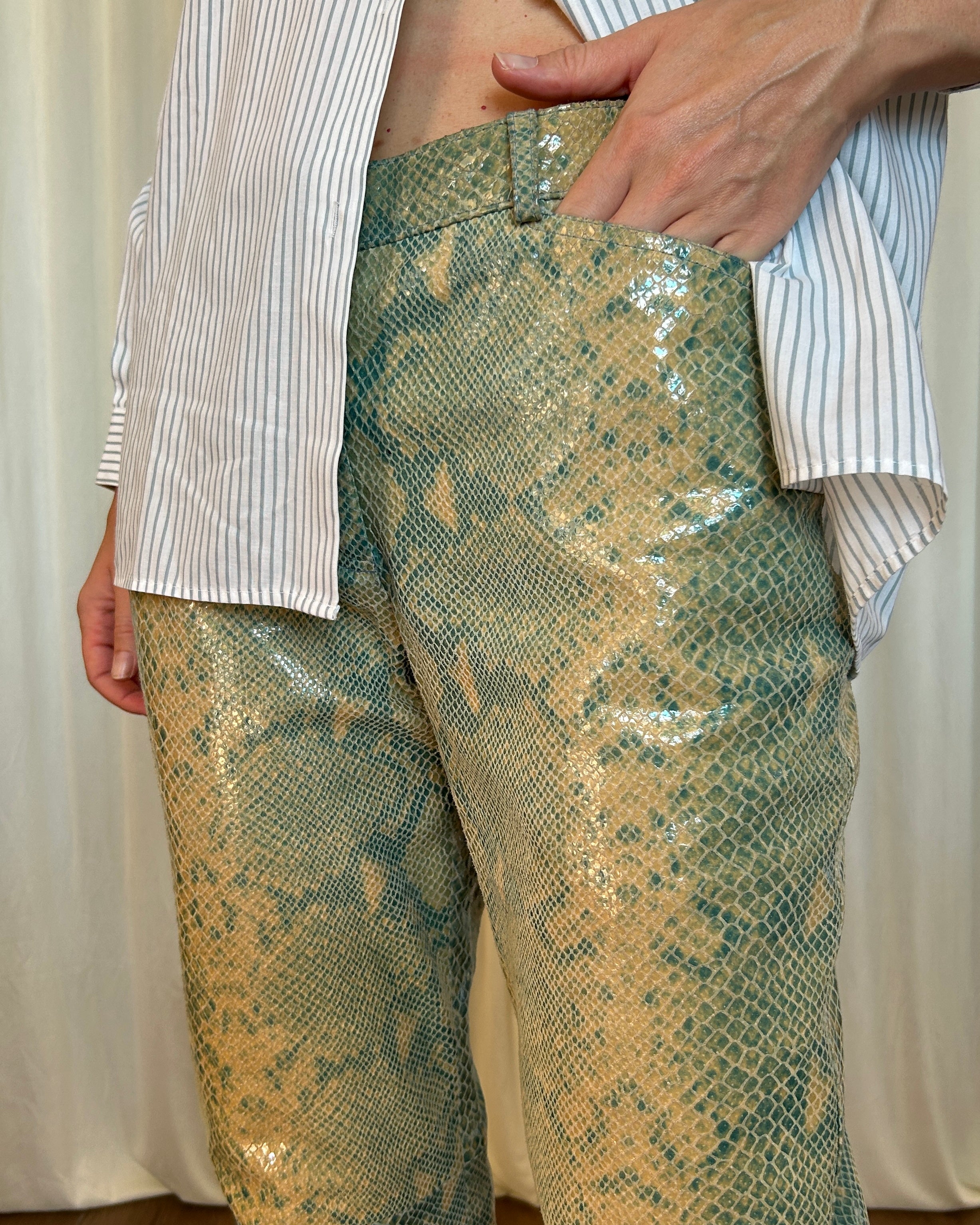 Pantalone pelle pitonato