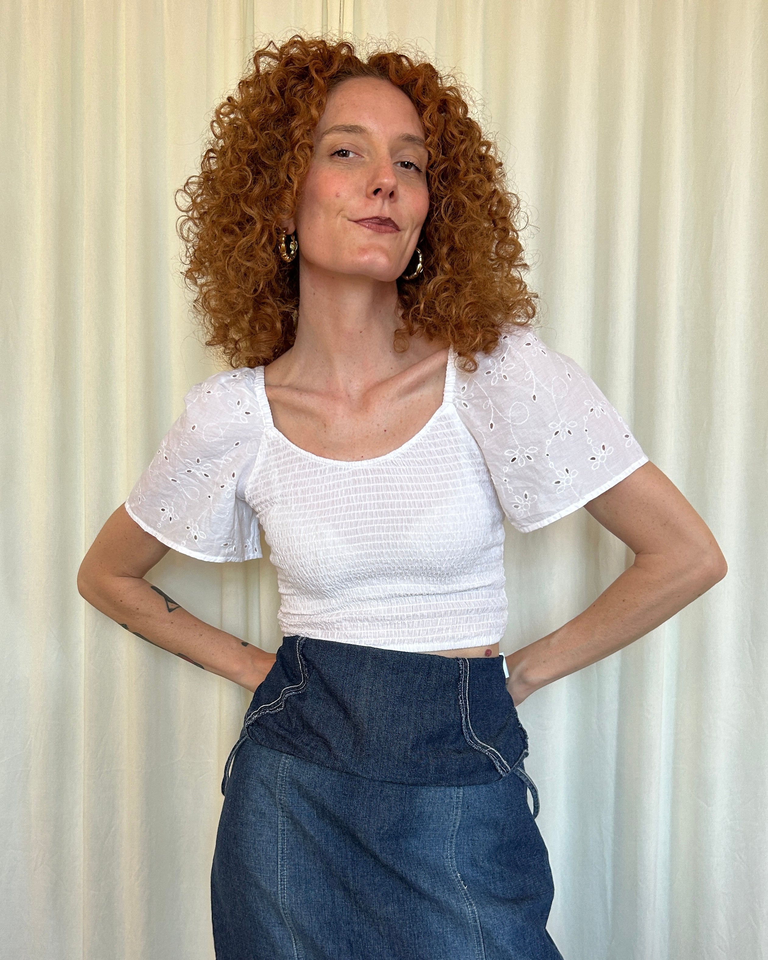 Crop top ricamo