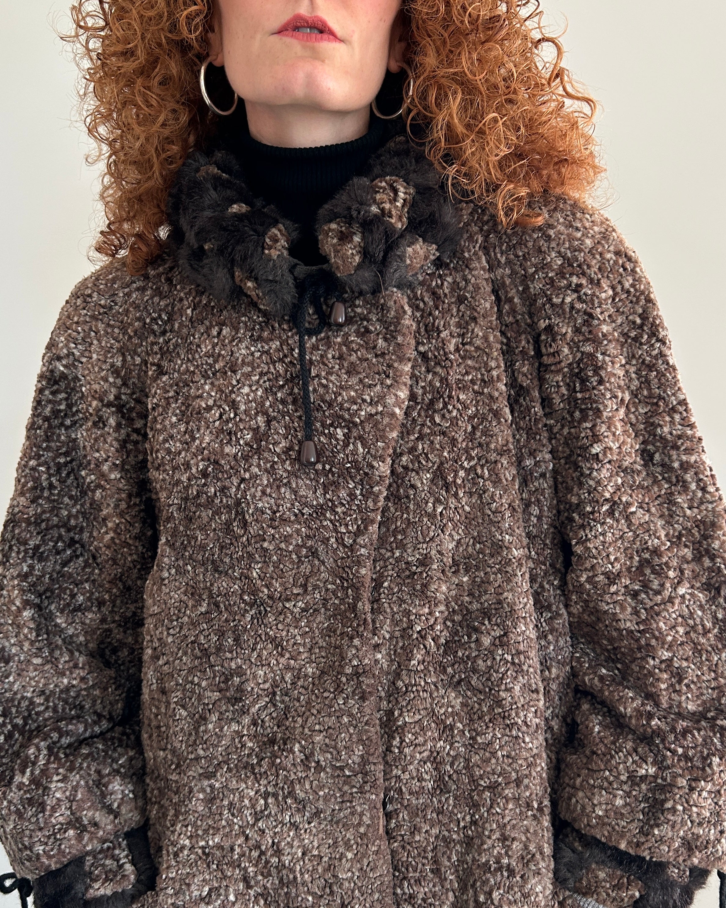 Cappotto bouclè marrone