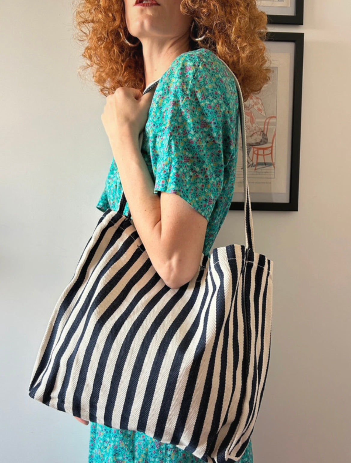Shopper righe bianche e blu