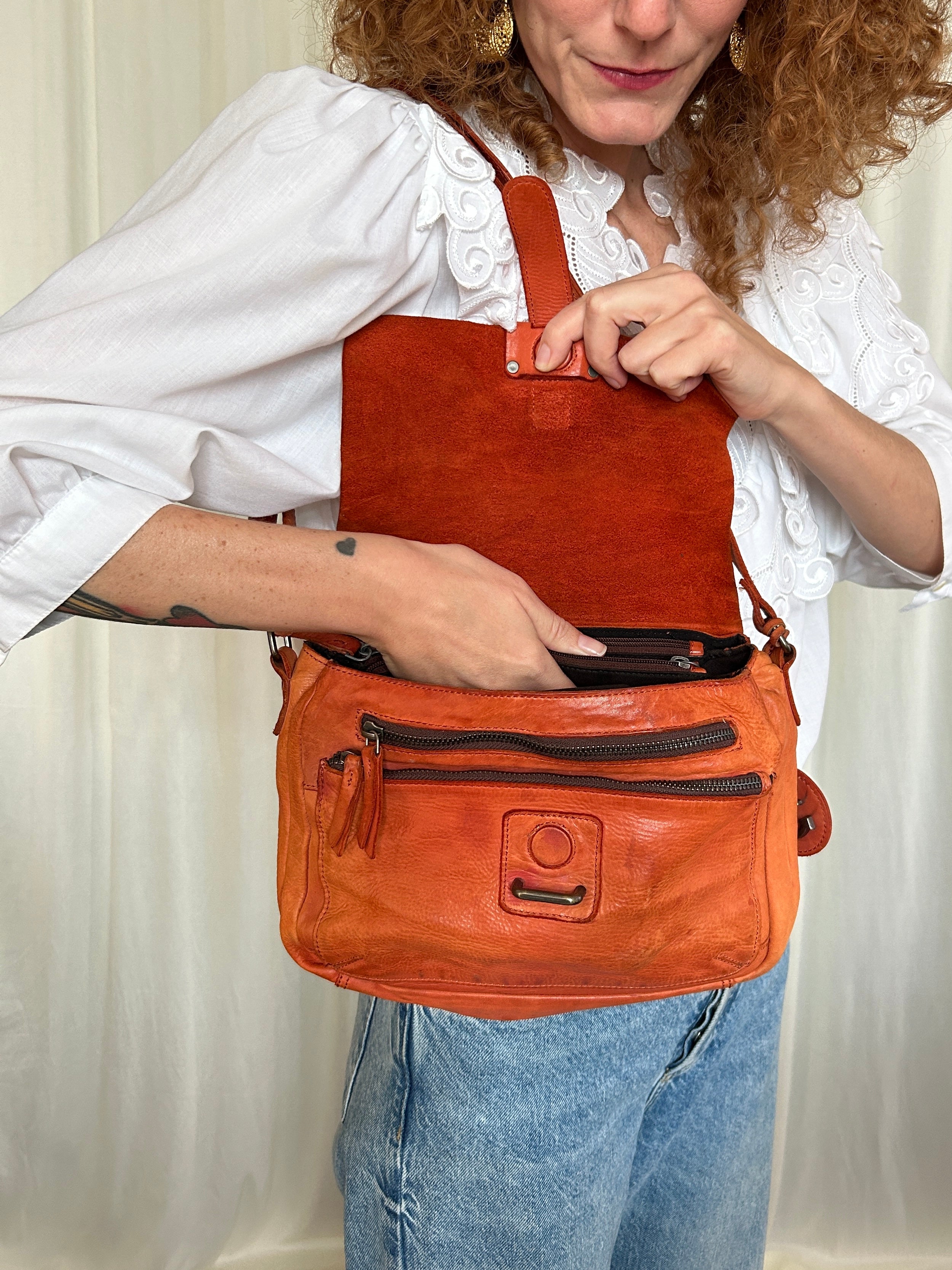 Borsa pelle arancio