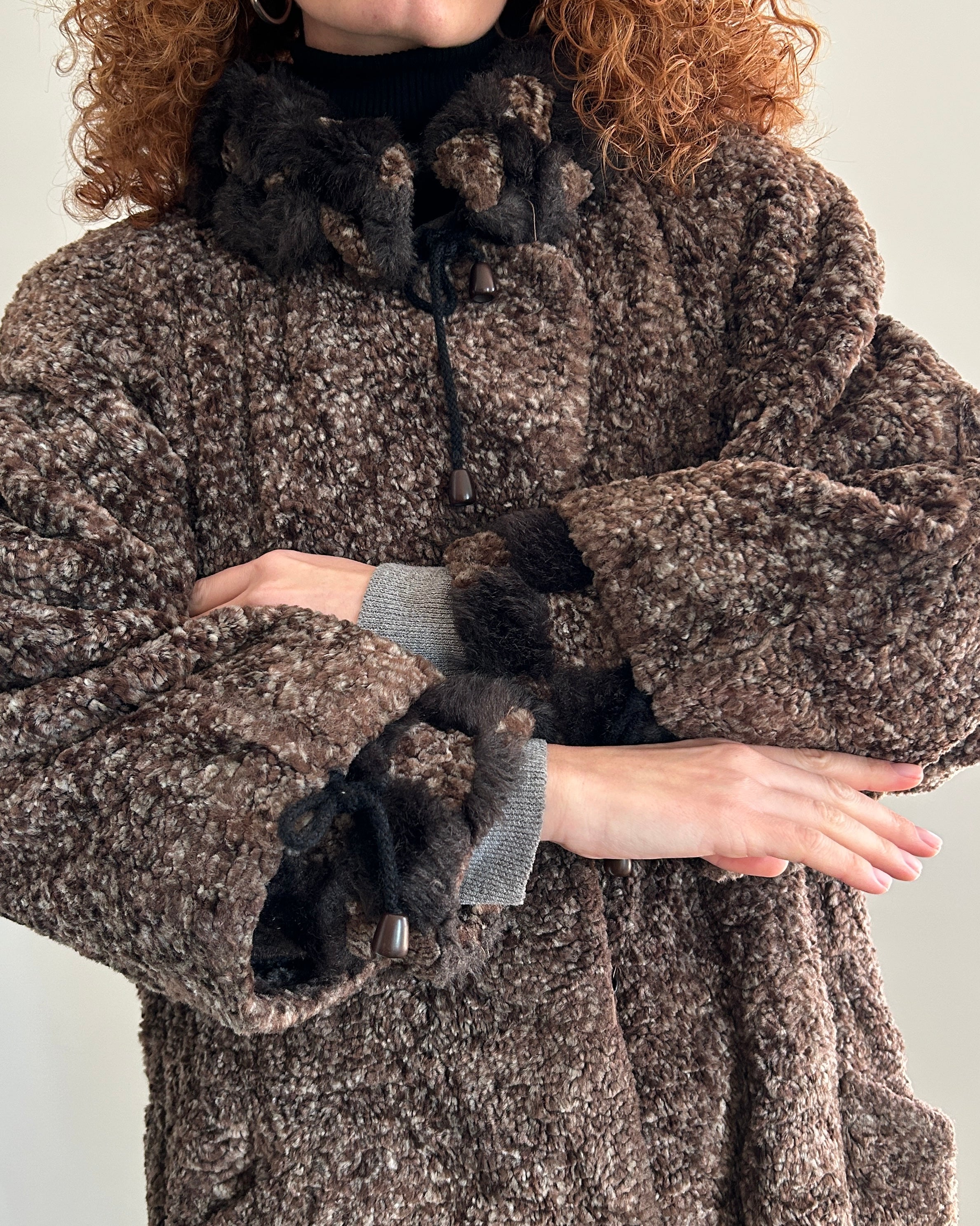 Cappotto bouclè marrone